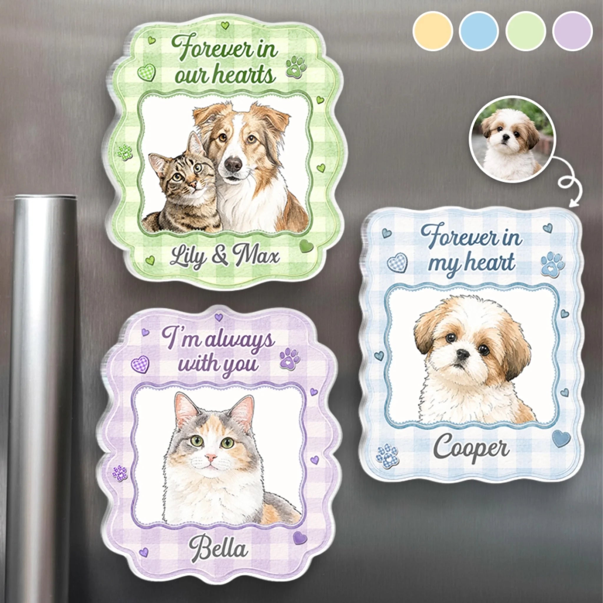 Custom Photo Acrylic Fridge Magnet, Personalized Pet Memorial Sympathy Gift for Dogs or Cats