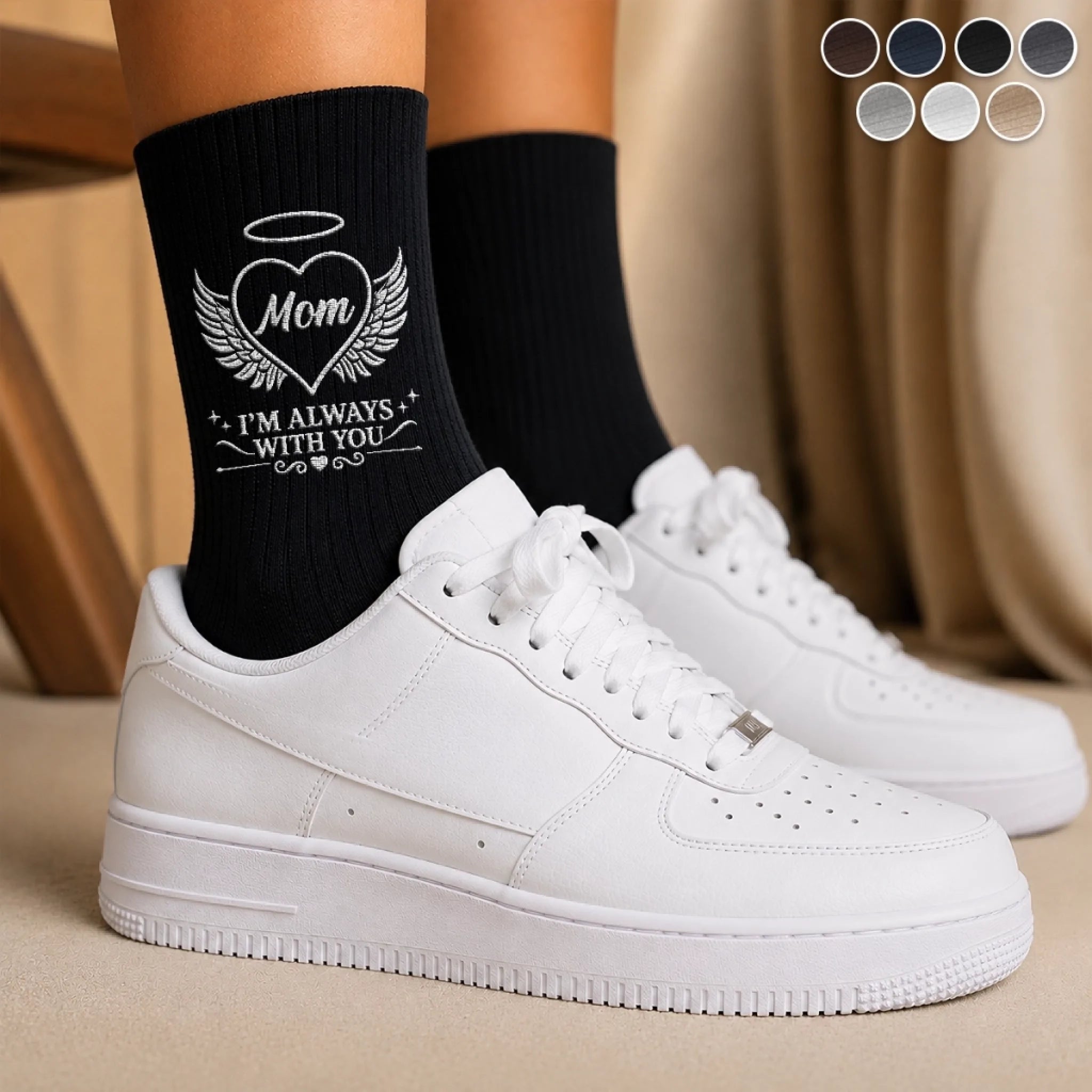Custom Embroidered Memorial Socks, Personalized Sympathy Gift for Loss of Mom Dad Grandma or Grandpa