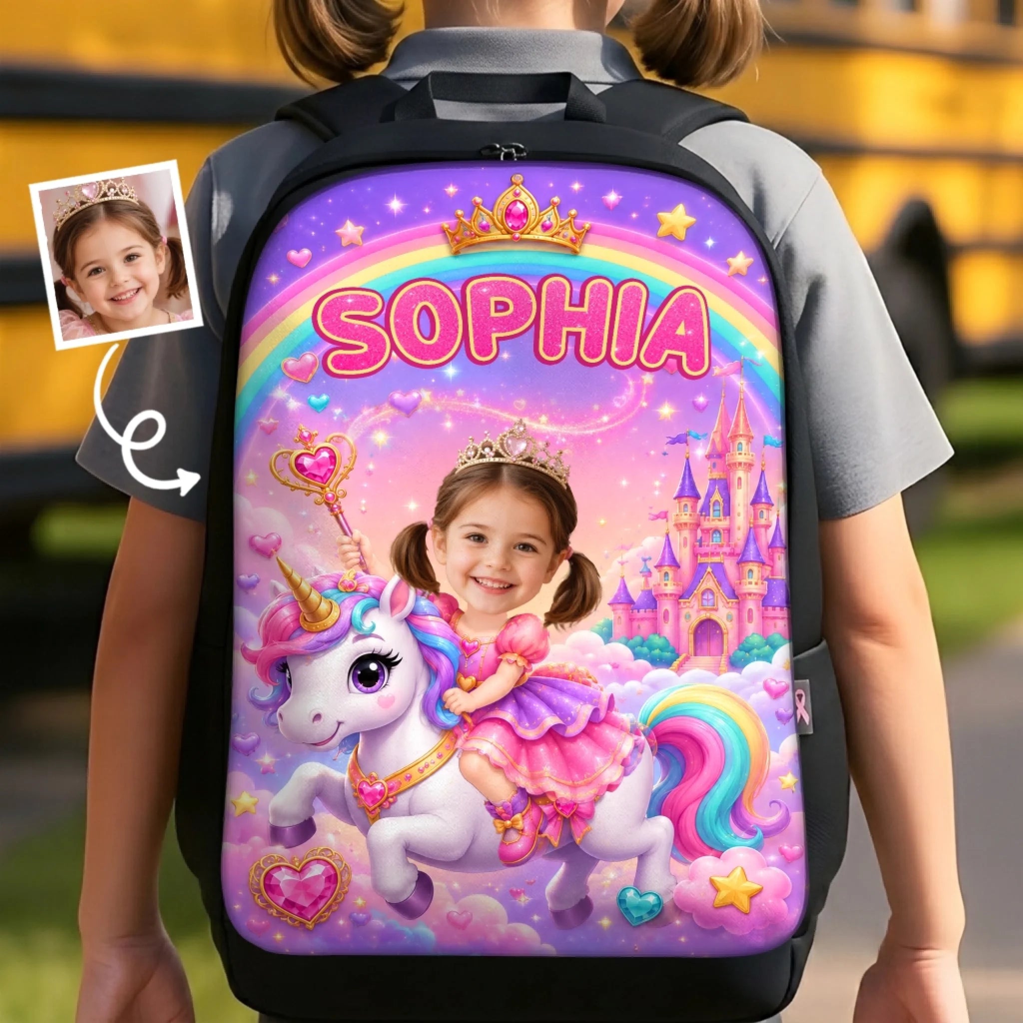 Custom Photo Kids Front Printed Backpack - Personalized Back to School Gift, Always Sparkle and Shine