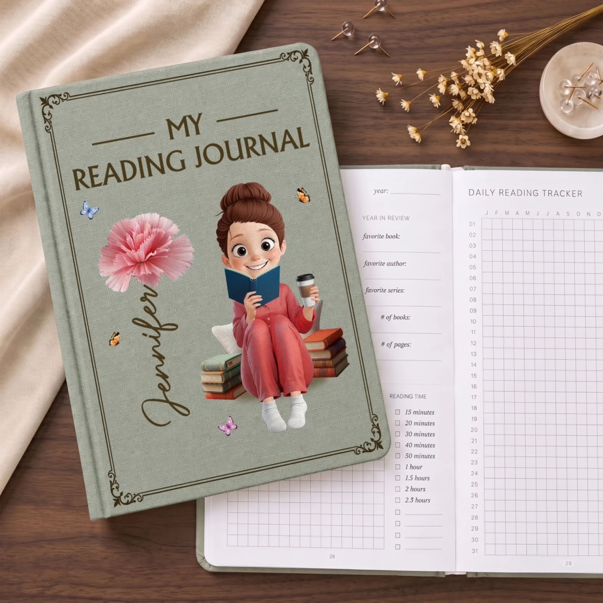 Personalized Reading Journal for Book Lovers, Custom Bookworm Gift, Books Are My Escape