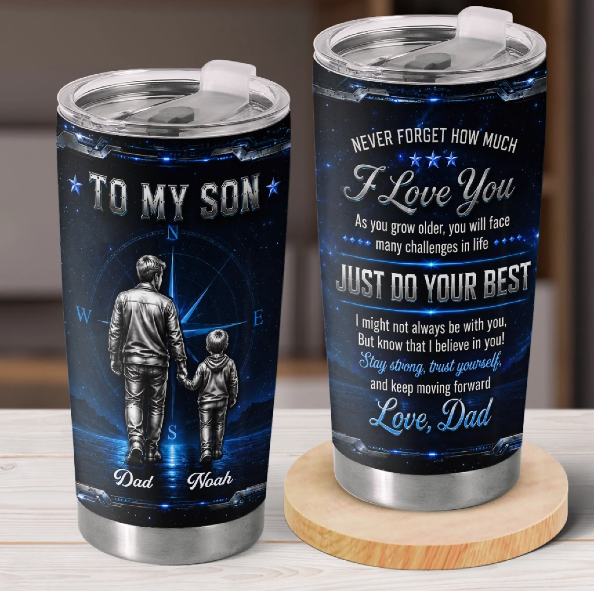 Personalized Birthday Gift Tumbler for Son, You Will Never Walk Alone Custom Drinkware