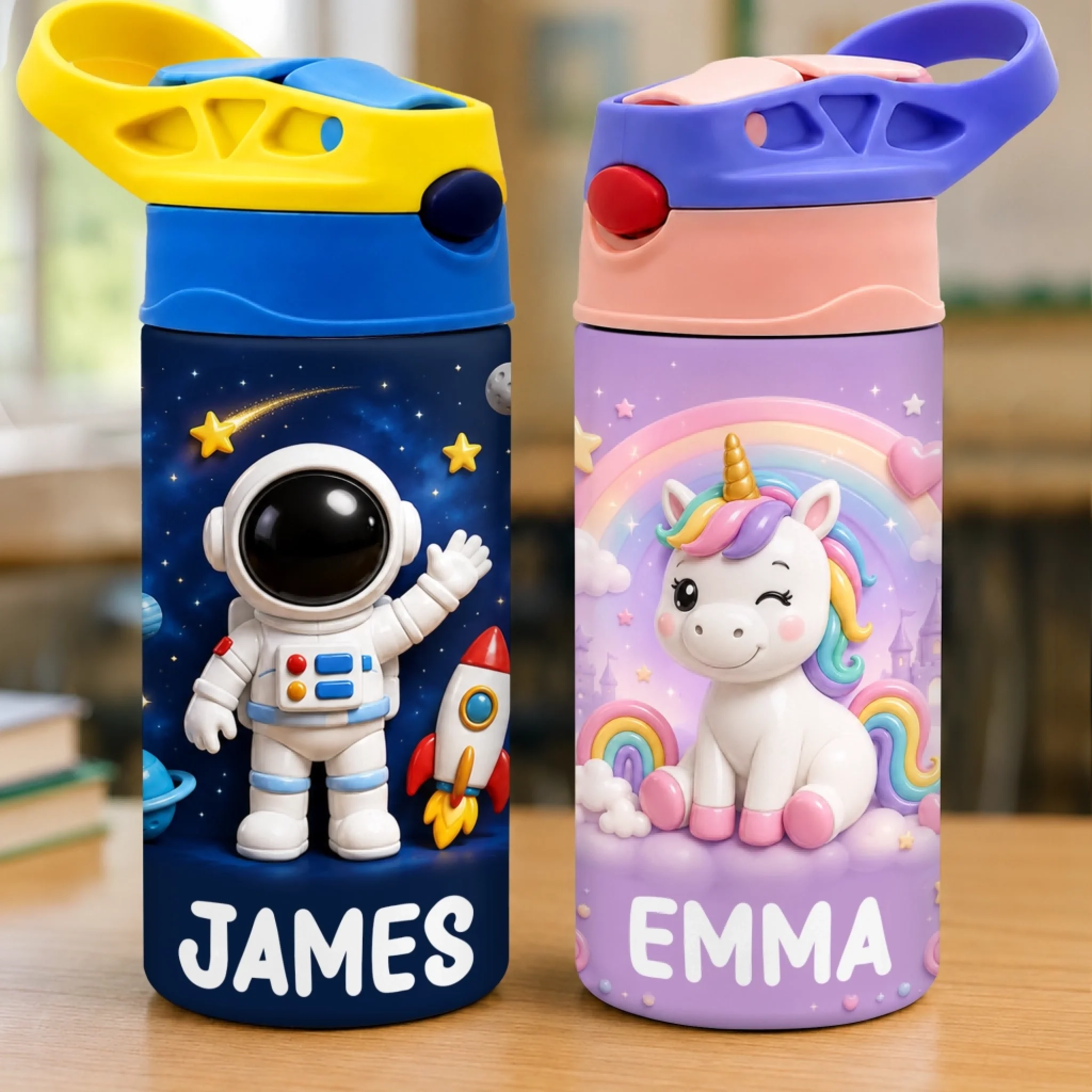 Custom Kids Insulated Water Bottle, Personalized Back to School Gift - Little Steps Big Dreams