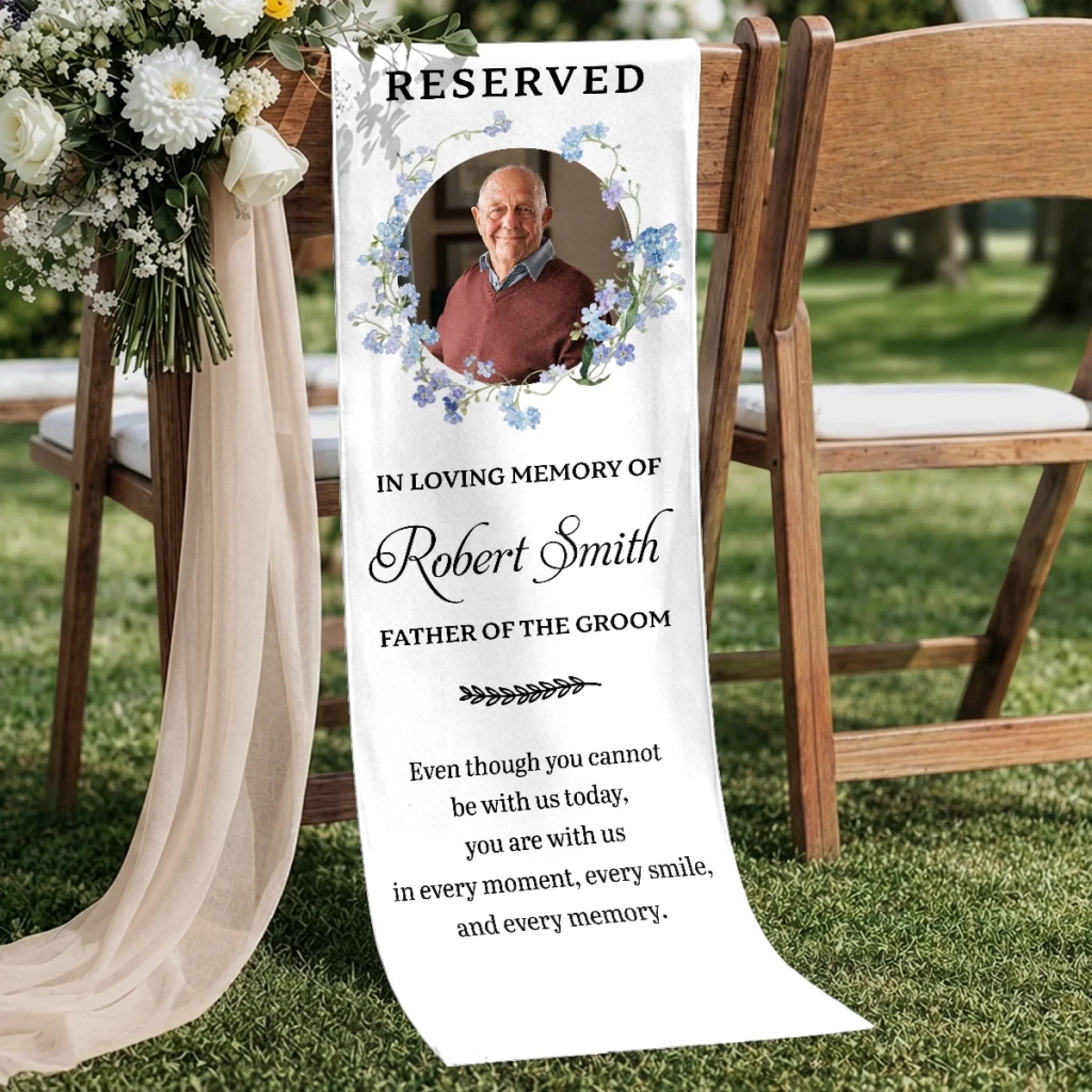 Custom Photo Wedding Chair Sign Personalized Memorial Gift for Brides and Grooms Guardian Angel
