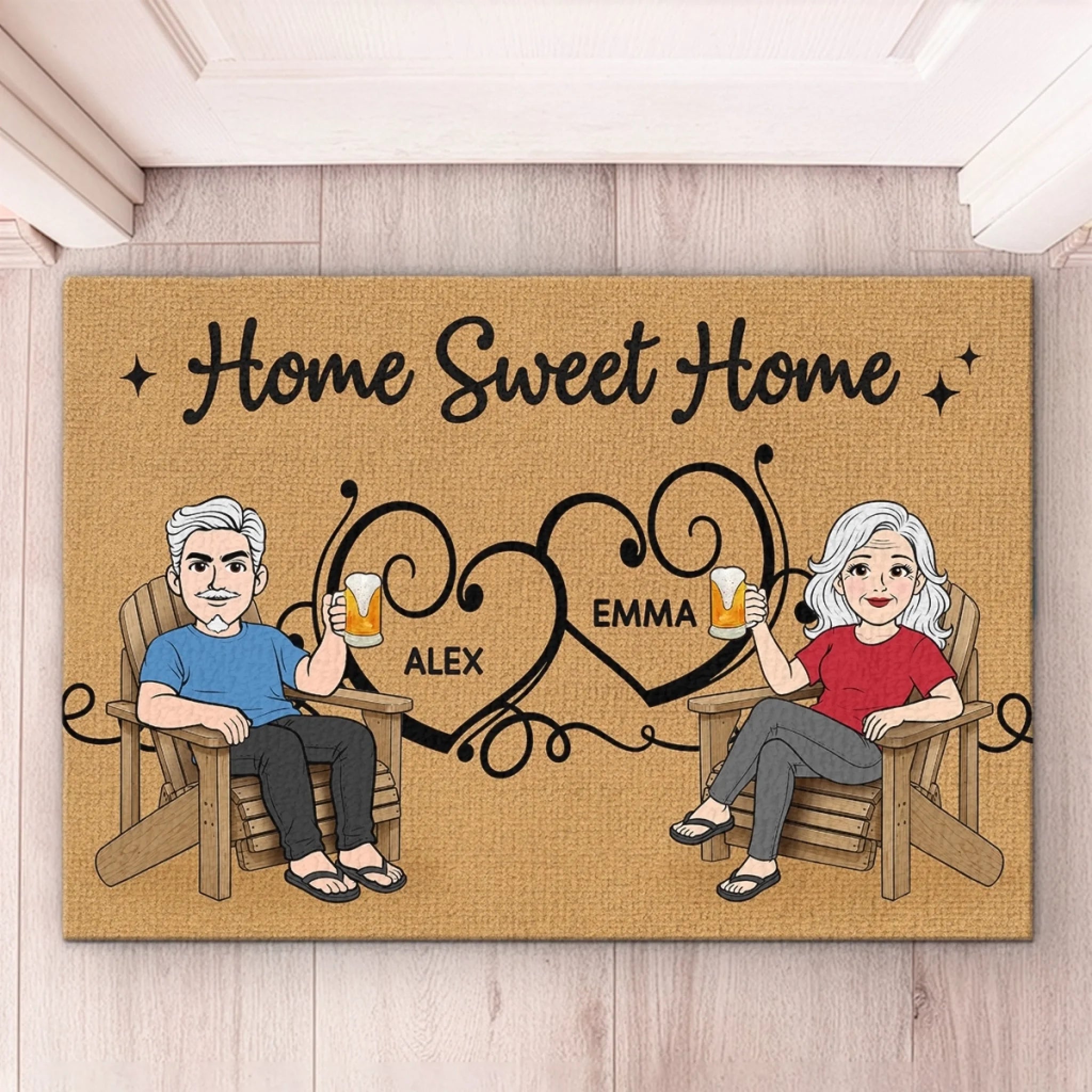 Custom Home Decor Decorative Doormat, Personalized Anniversary or Wedding Gift for Husband and Wife