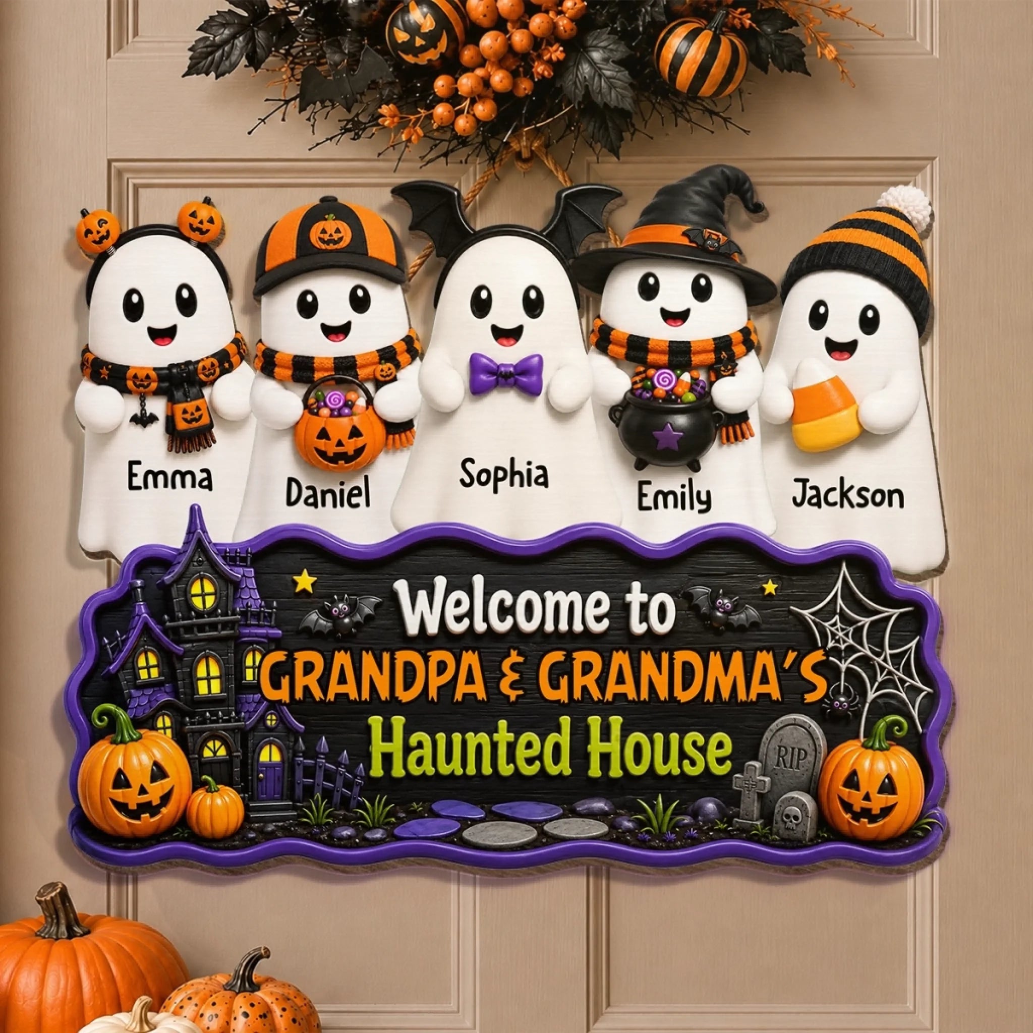 Custom Wood Sign Personalized Halloween Birthday Gift for Grandma or Grandpa, Too Cute To Boo