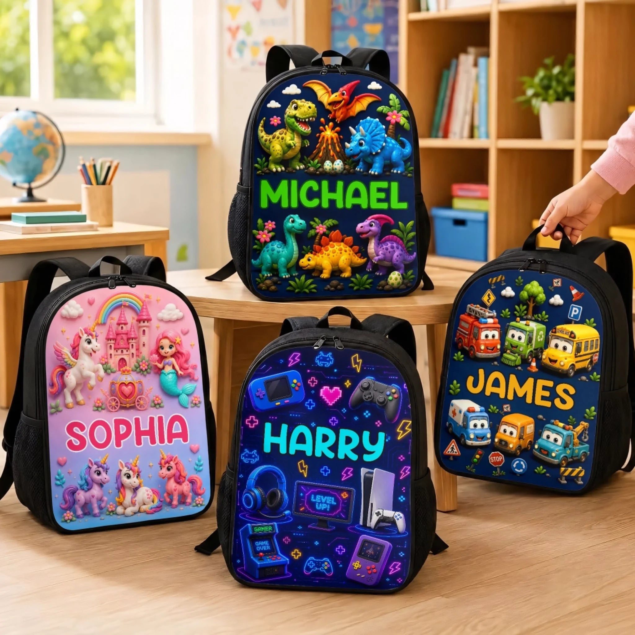 Custom Kids Front Printed Backpack, Personalized Back to School Gift, On The Road To Adventure