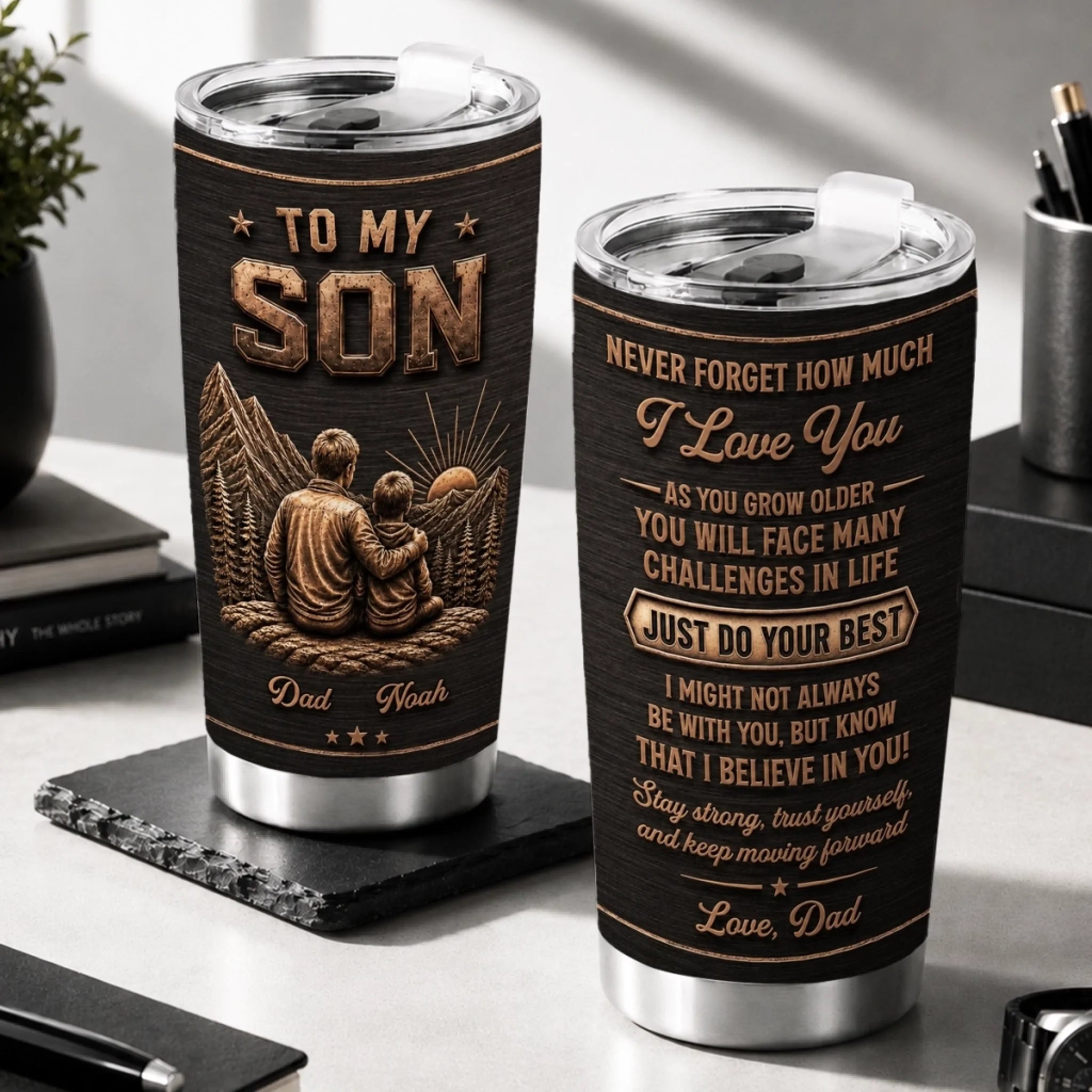 Custom Tumbler for Son, Personalized Birthday Gift, Keep Moving Forward Always