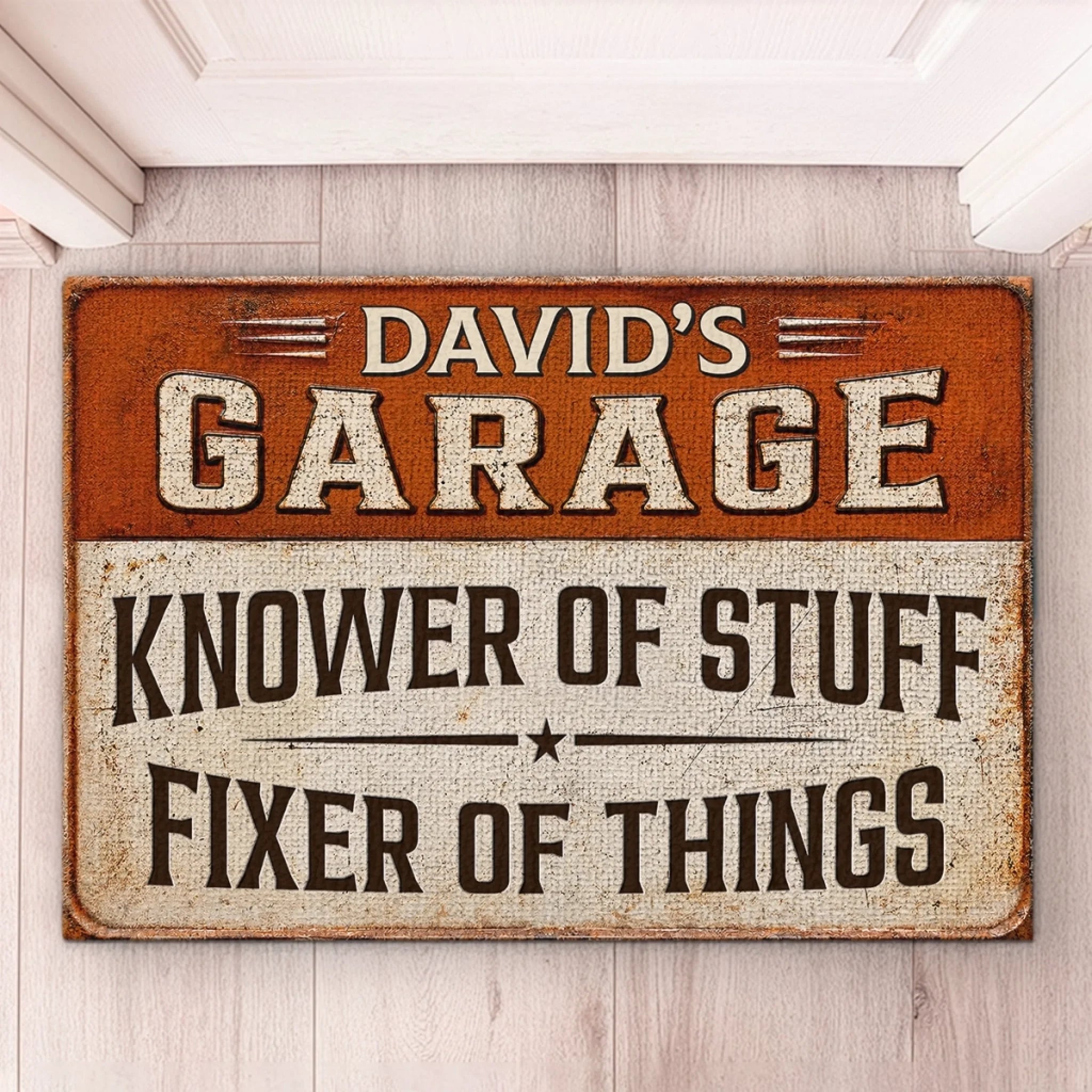 Where Things Get Built Personalized Doormat, Custom Home Decor Birthday Gift for Dad, Husband or Grandpa