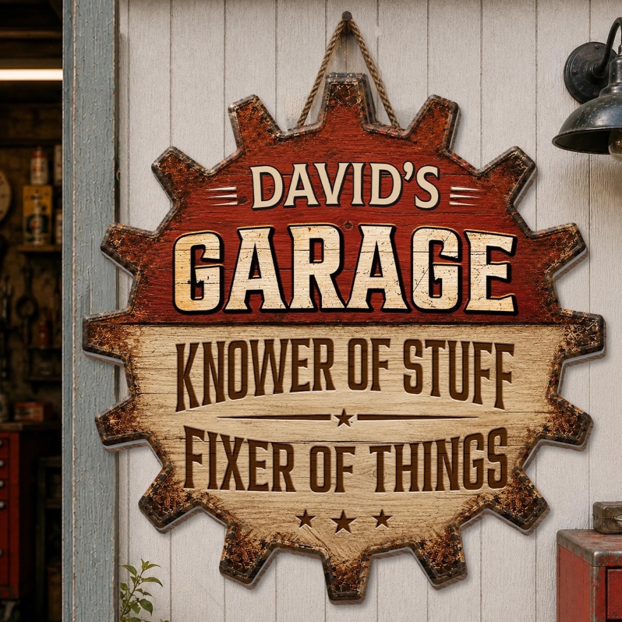Custom Wood Sign Personalized Garage Goals Birthday Gift for Husband Dad Son Grandpa Brother
