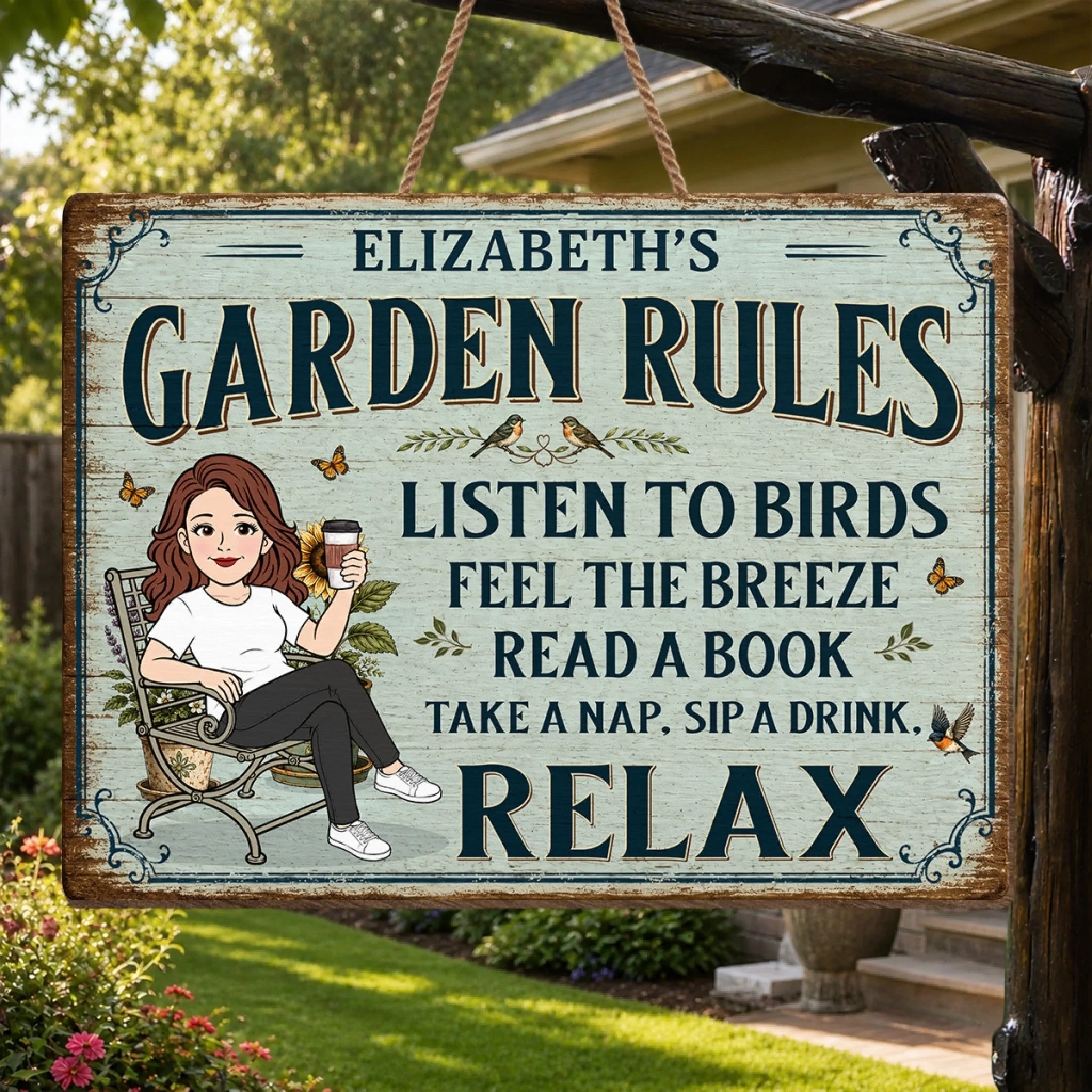 Custom Wood Sign Personalized Birthday Gift for Gardeners My Happy Little Garden Haven