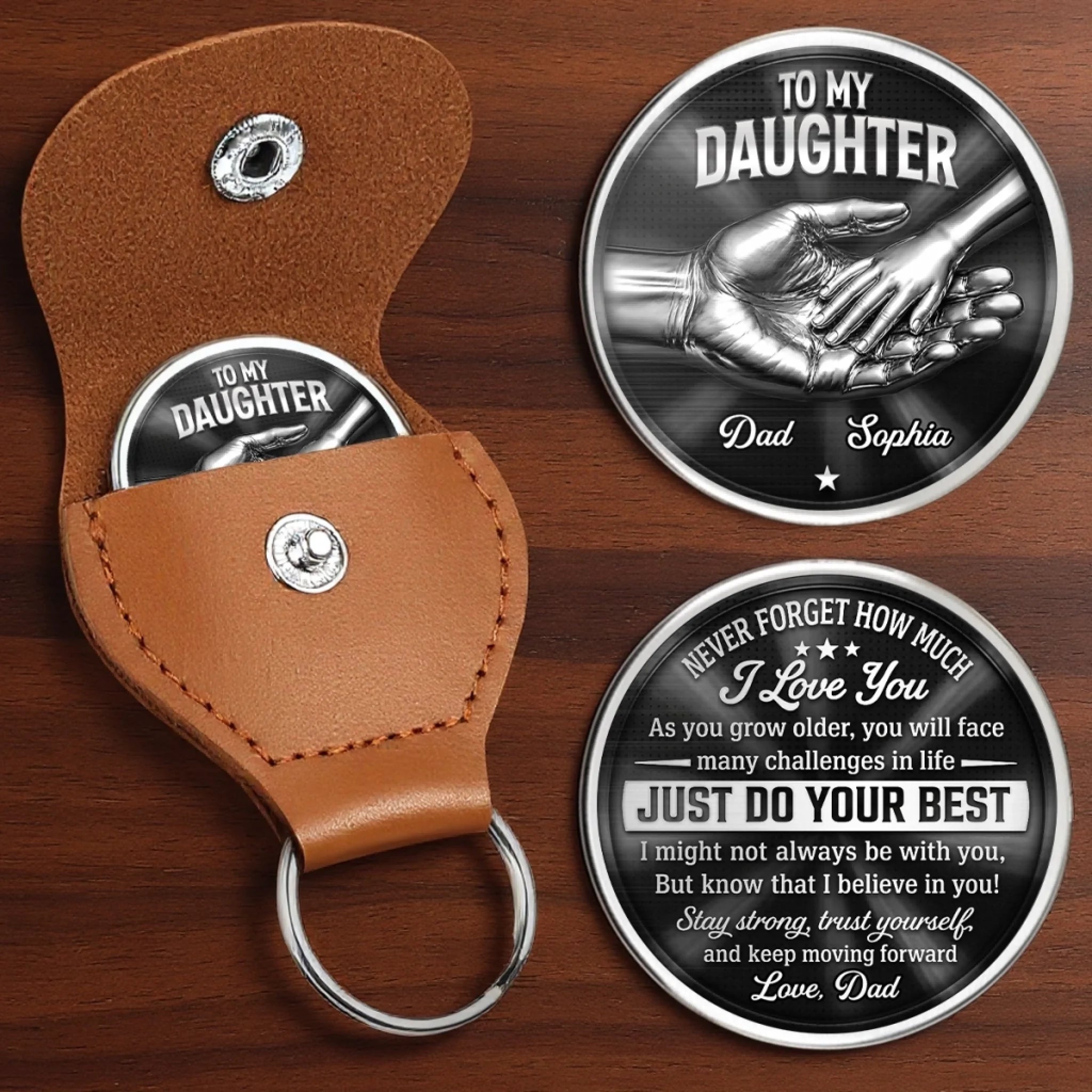 Custom Pocket Hug Personalized Birthday Gift for Daughter Keep Moving Forward Always