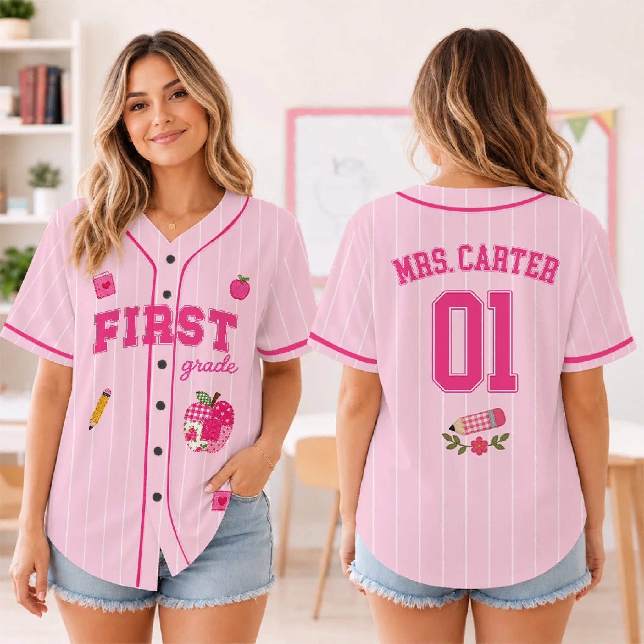 Custom Baseball Jersey Personalized Teacher Appreciation Gift Back to School Classroom Hero