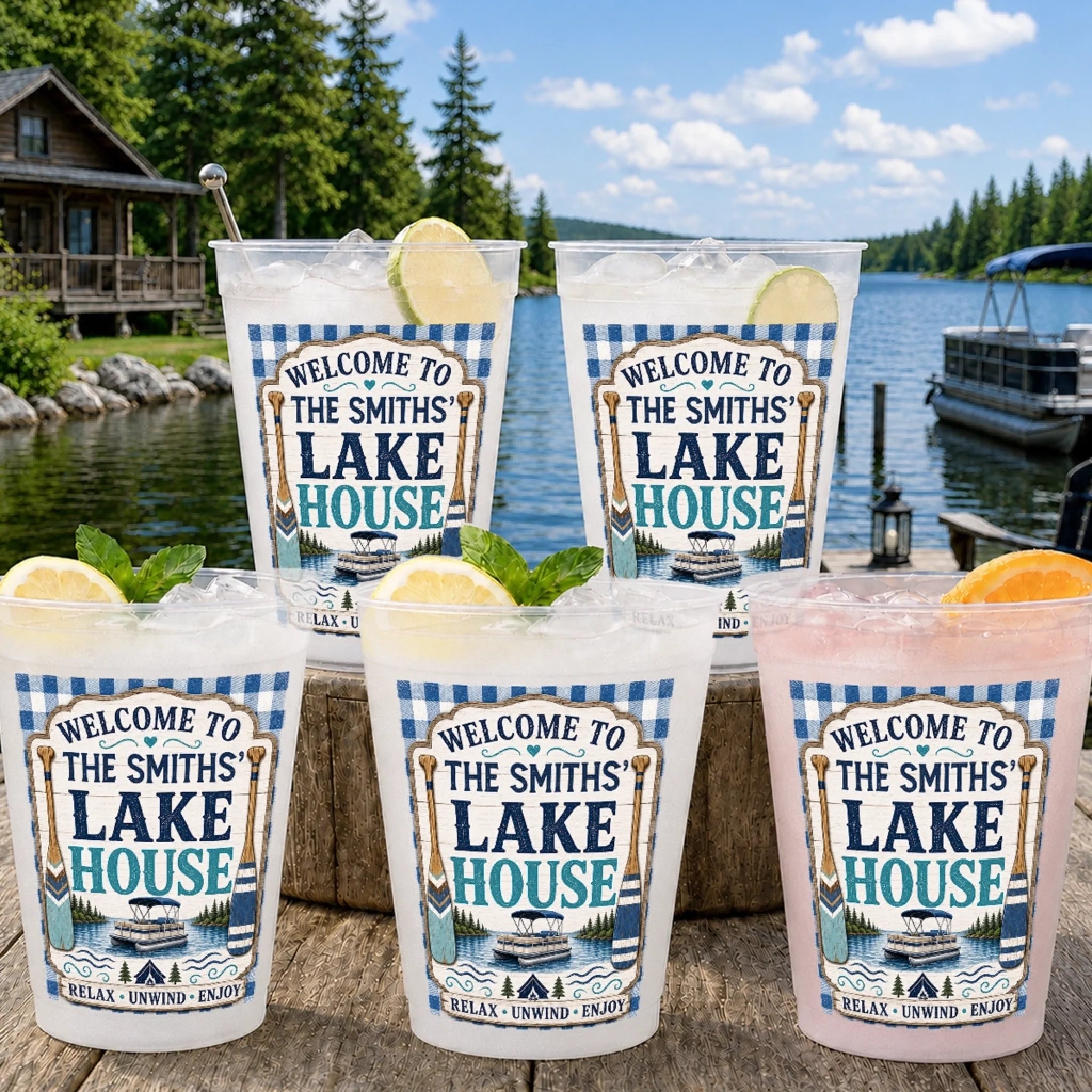 Custom Lake House Party Cups Personalized Summer Vacation Gifts Life Is Better On The Boat