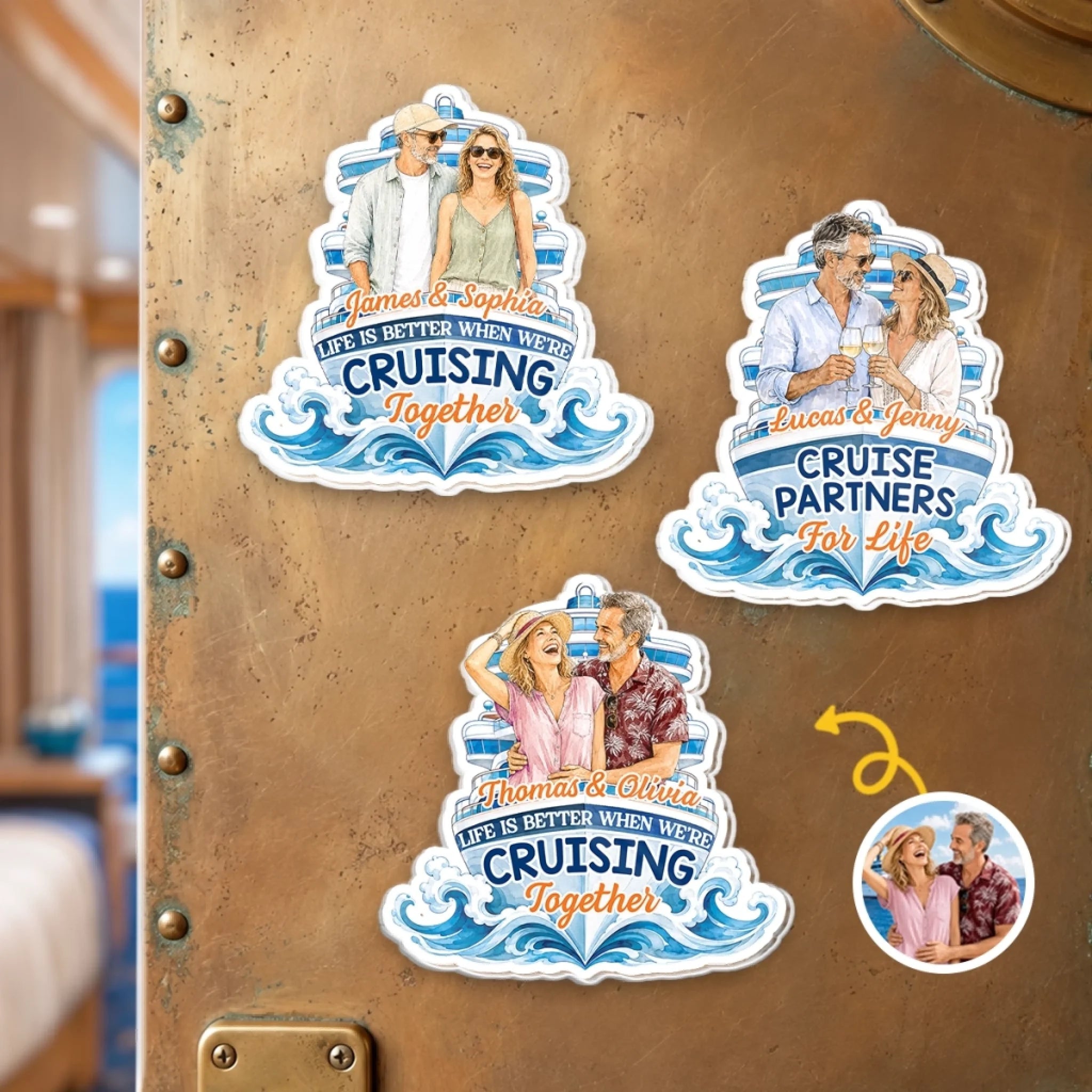 Custom Photo Cruise Ship Door Acrylic Magnet, Personalized Summer Vacation Gift for Cruising Crew