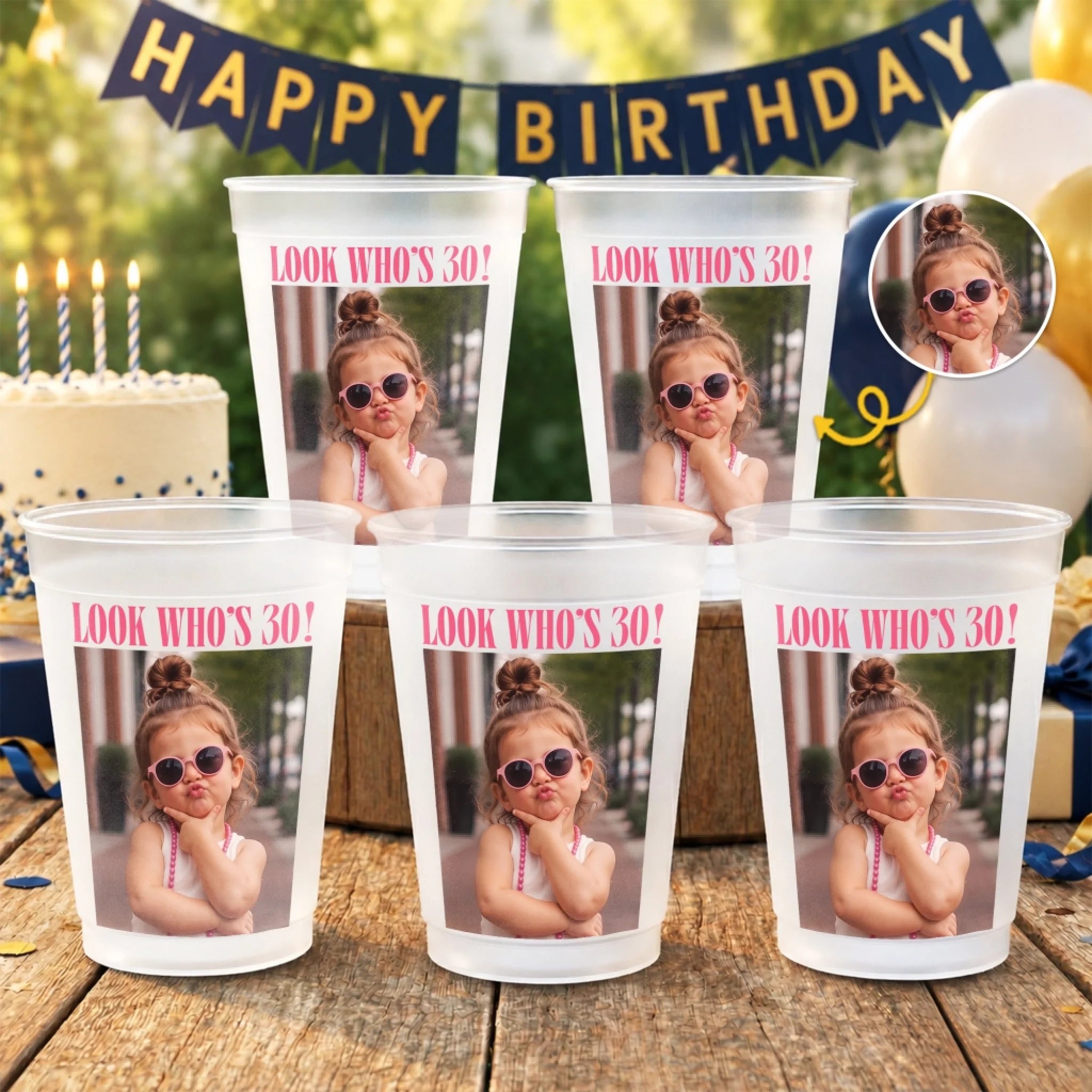 Custom Photo Party Cups Personalized Plastic Cups Birthday Gift for Men and Women