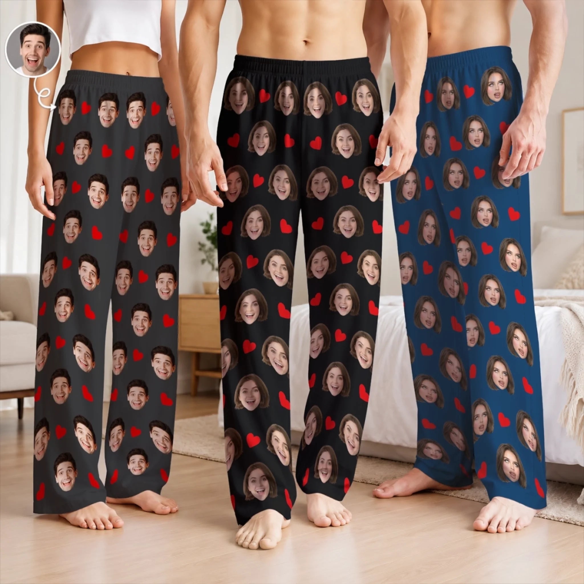 Custom Photo Pajama Pants Personalized Funny Face Anniversary Wedding Gift for Husband or Wife