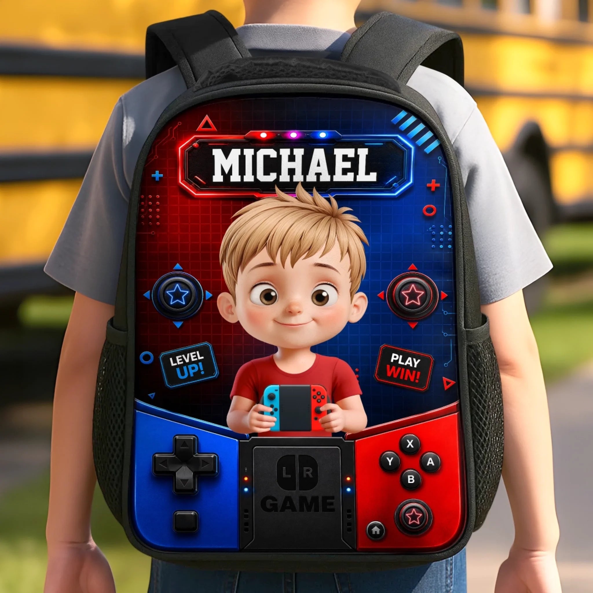 Custom Kids Backpack and Water Bottle Set - Personalized Back to School Gift