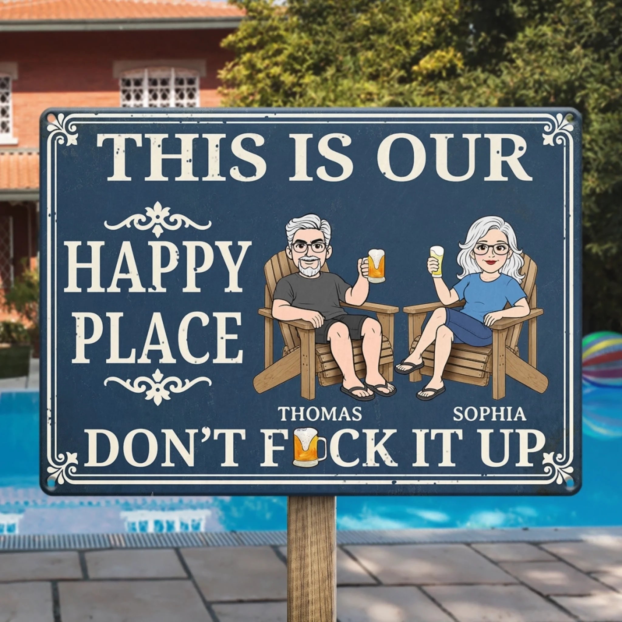 Custom Home Decor Metal Sign Personalized Summer Vacation Travel Gift for Husband and Wife