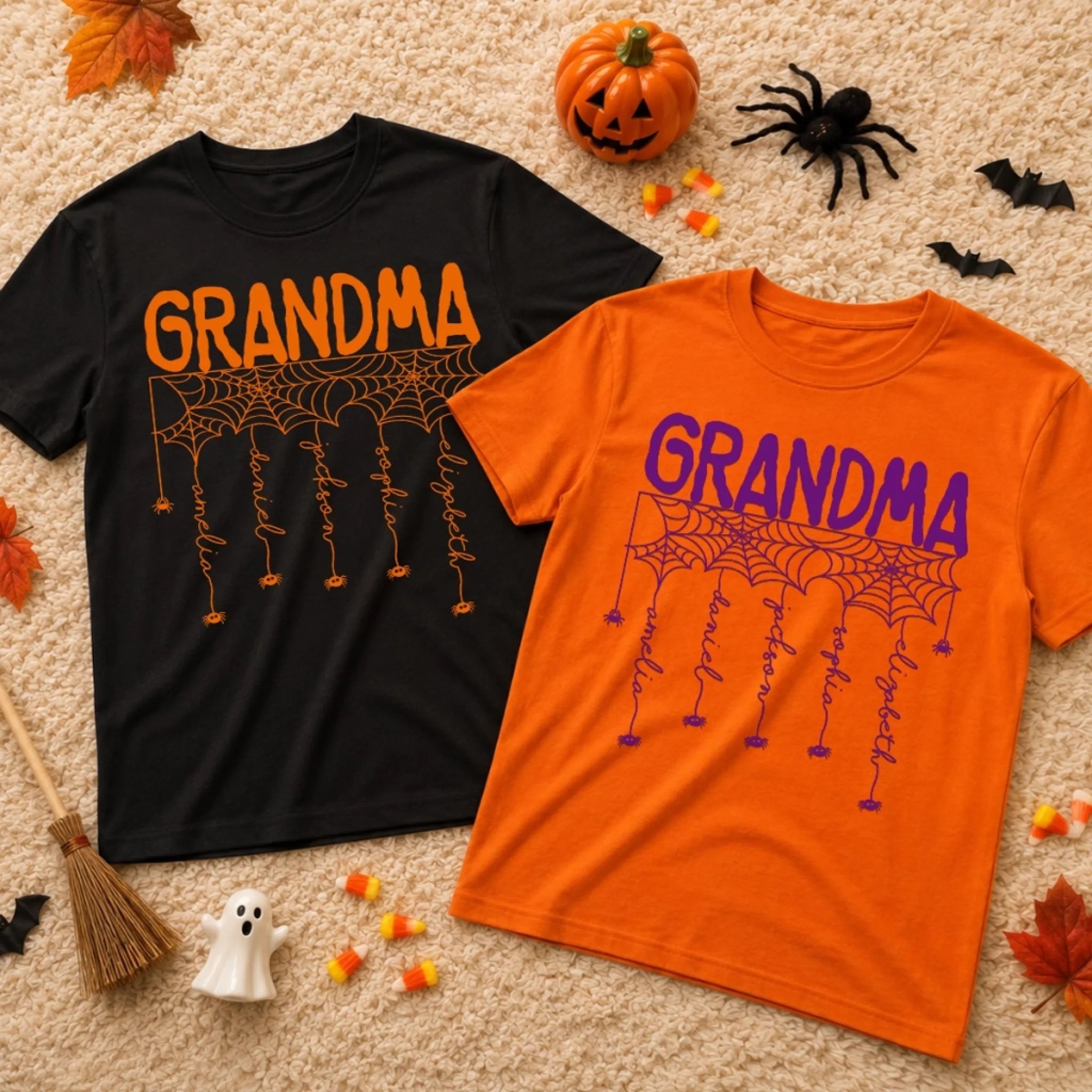 Custom Spider T-Shirt or Hoodie, Personalized Halloween Birthday Gift for Mom or Grandma