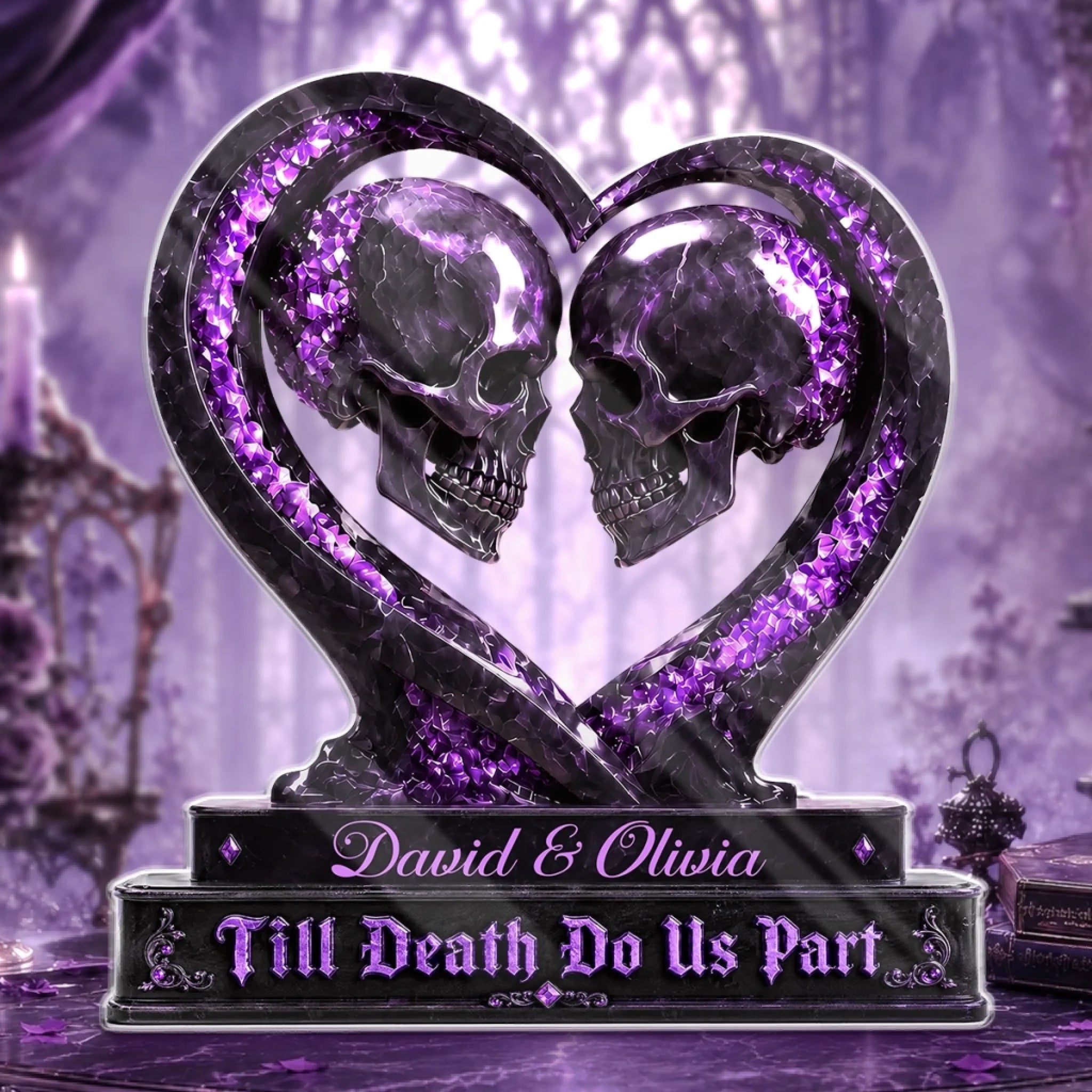 Custom Gothic Acrylic Plaque Personalized Halloween Decor Anniversary Wedding Gift for Couple