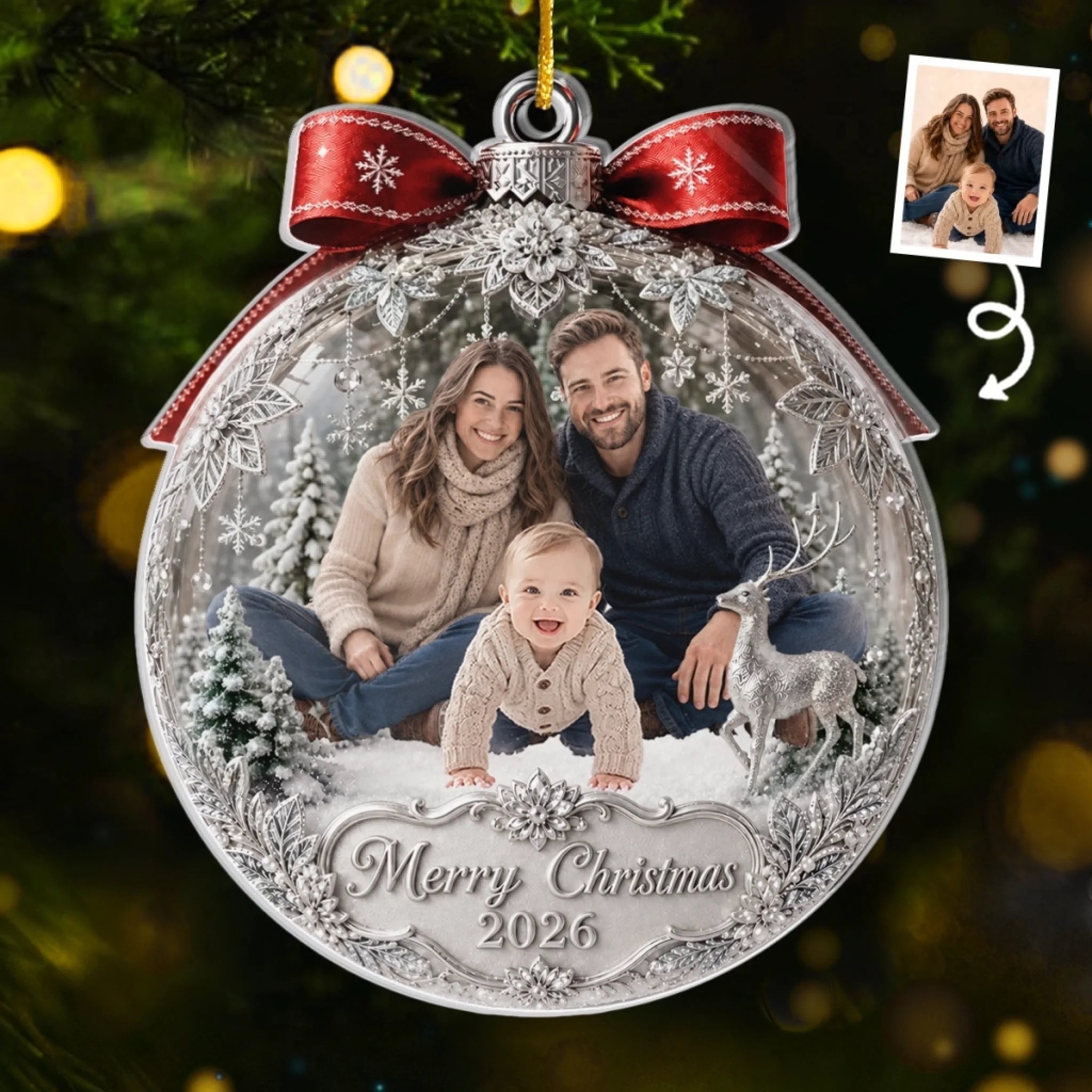 Custom Photo Acrylic Ornament Personalized Christmas Gift for Baby Shower Gender Reveal New Parents