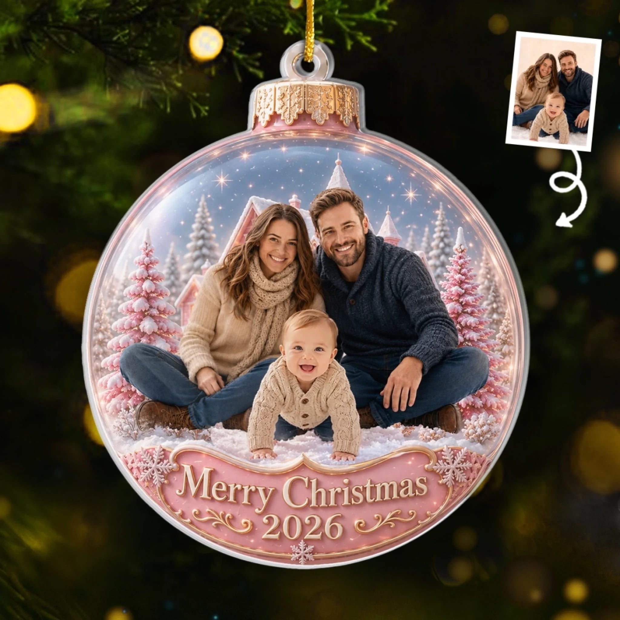 Custom Photo Acrylic Ornament Personalized Christmas Baby Shower Gender Reveal Gift for New Parents