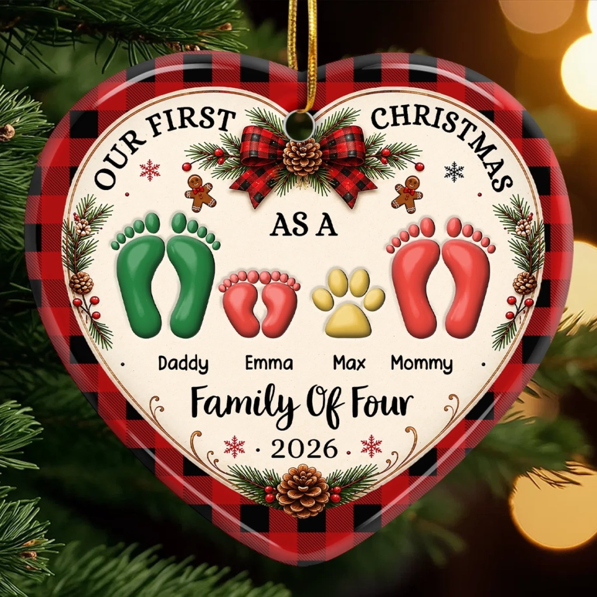 Custom First Christmas Ceramic Ornament Personalized Baby Shower Gender Reveal Gift for New Parents