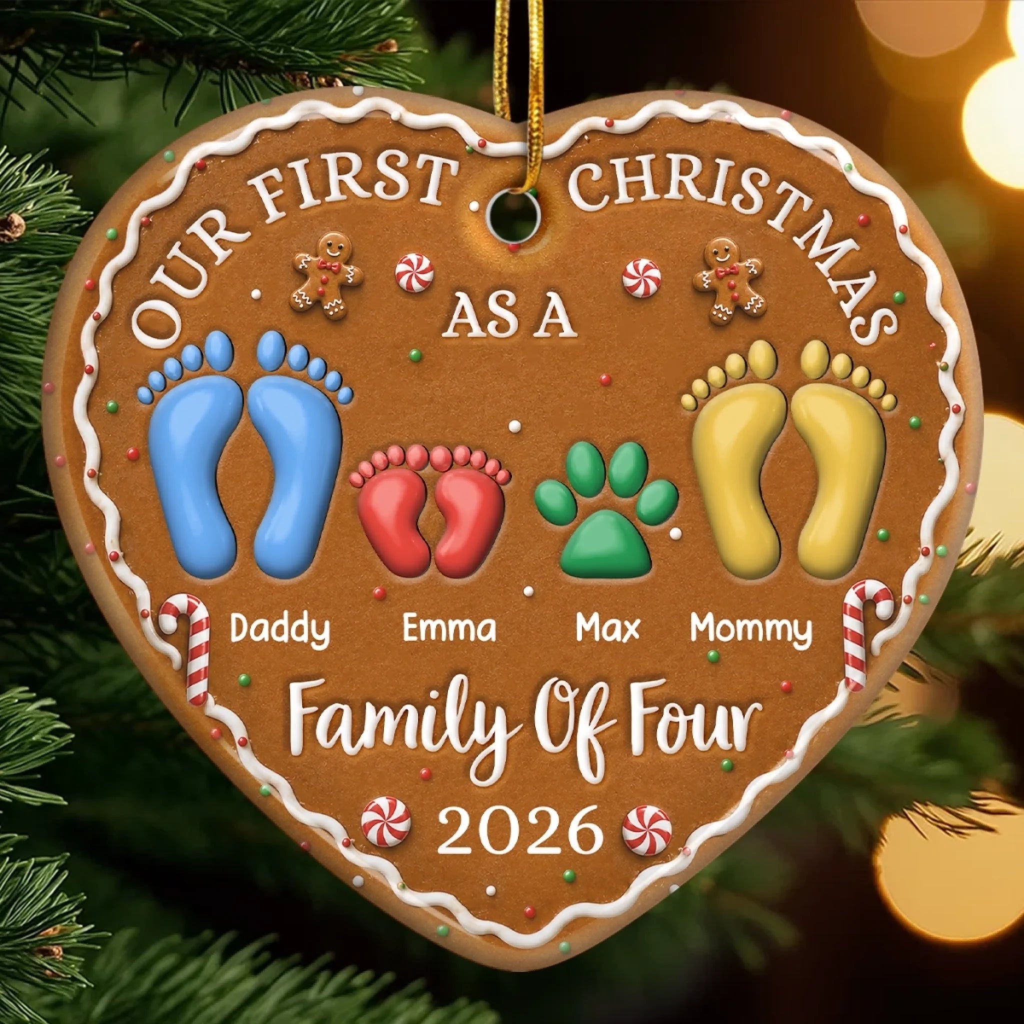 Personalized First Christmas Ceramic Ornament, Custom Baby Shower Gender Reveal Gift for New Parents