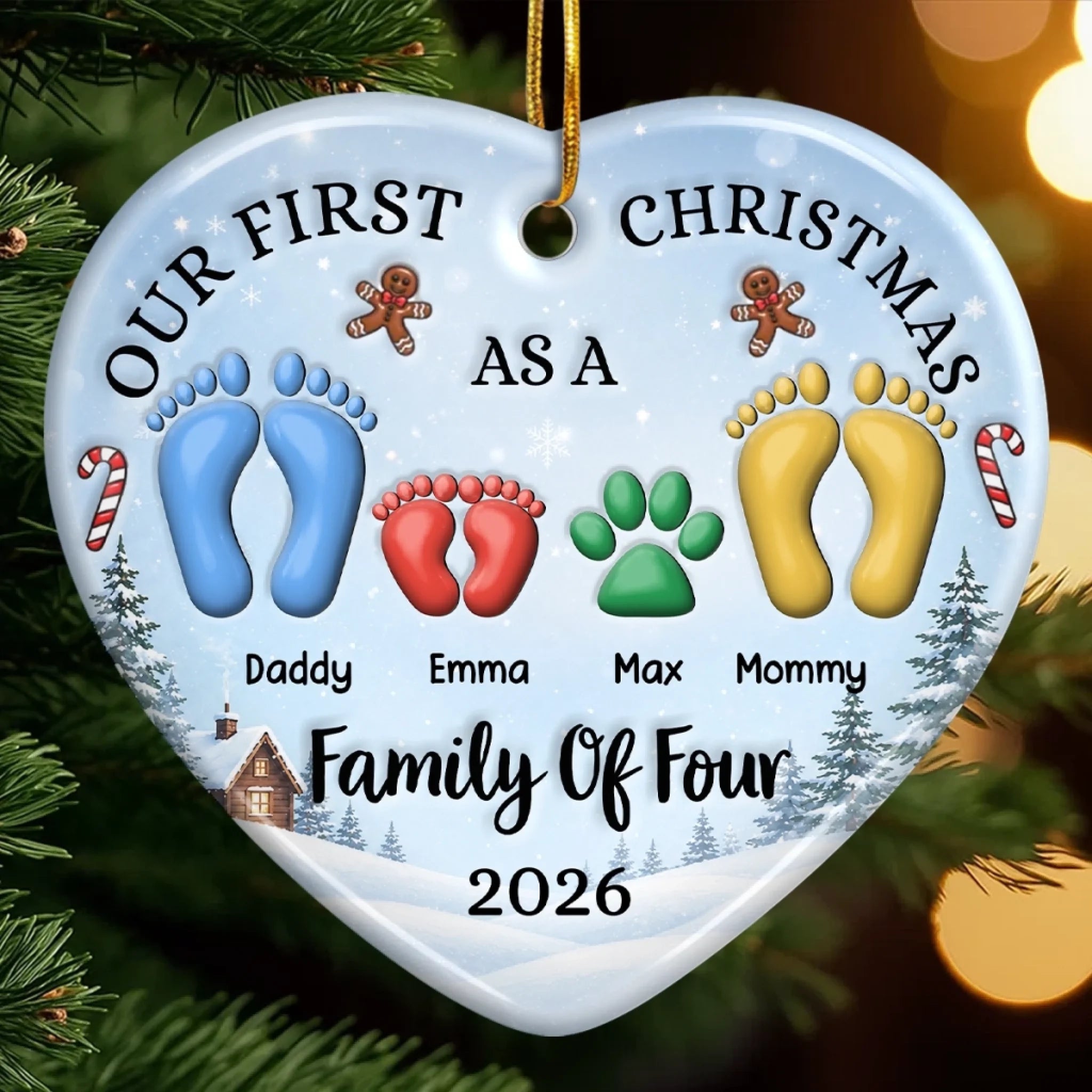 Custom First Christmas Ceramic Ornament Personalized Baby Shower Gender Reveal Gift for New Parents