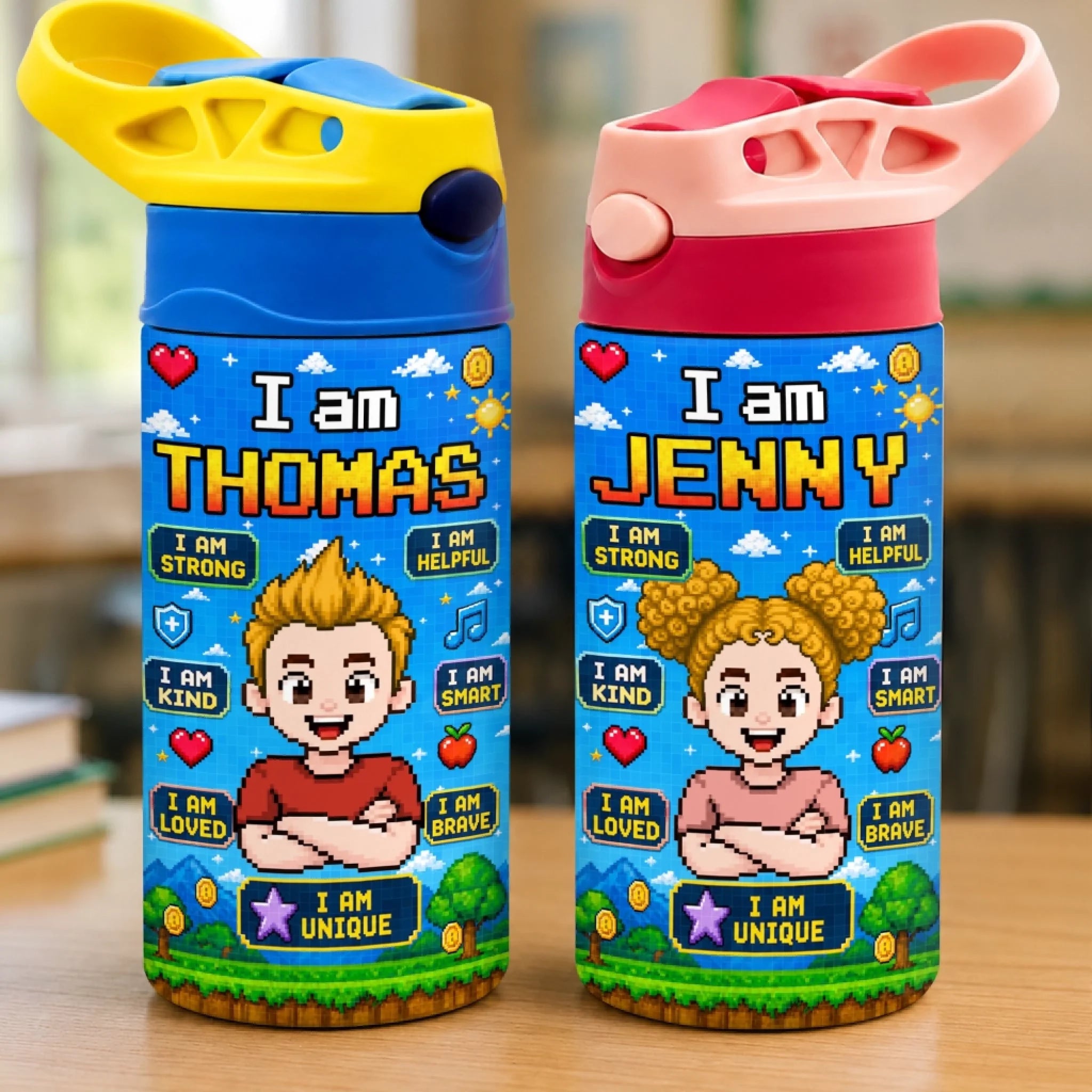 Custom Kids Insulated Water Bottle - Personalized Back to School Gift, Level Up My Daily Powers