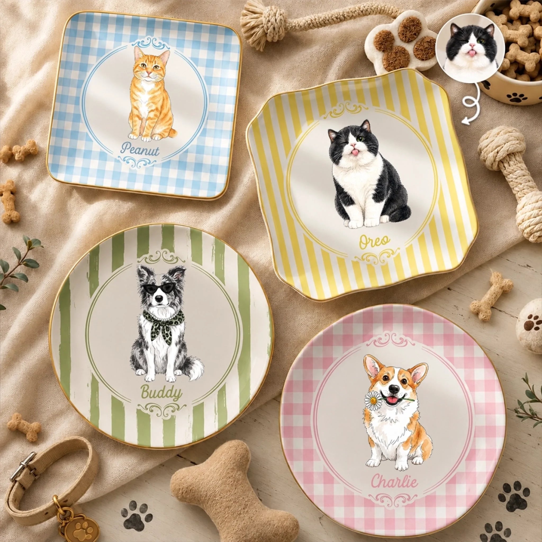 Custom Photo Full-Print Jewelry Dish, Personalized Pet Lover Birthday Gift for Dog or Cat Moms and Dads