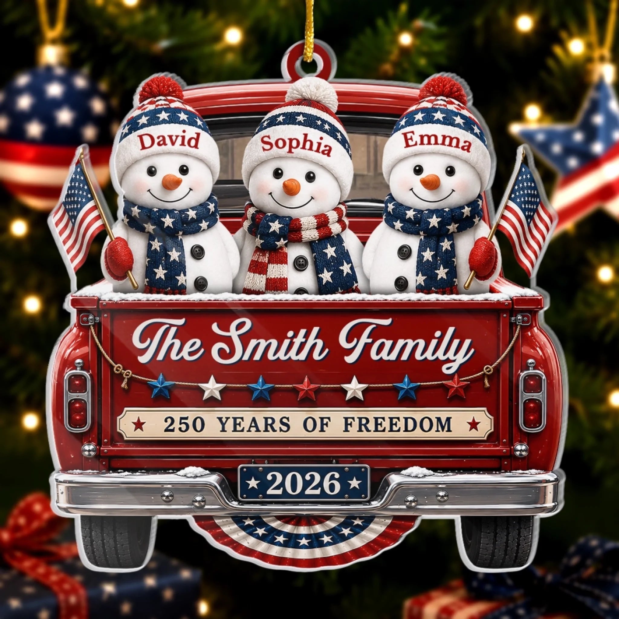 Custom Acrylic Ornament Personalized America 250th Anniversary Christmas Gift for Family