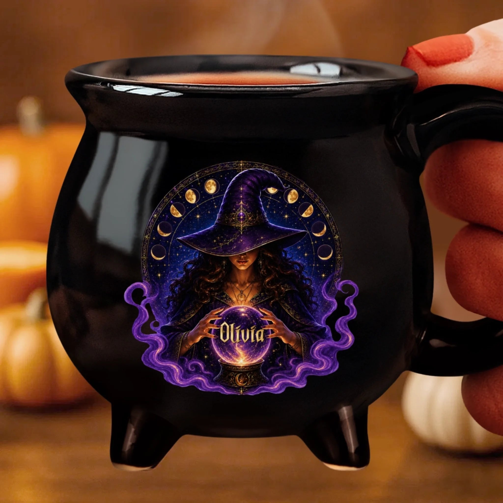 Custom Witchy 12oz Ceramic Cauldron Coffee Mug Personalized Halloween Gift for Her