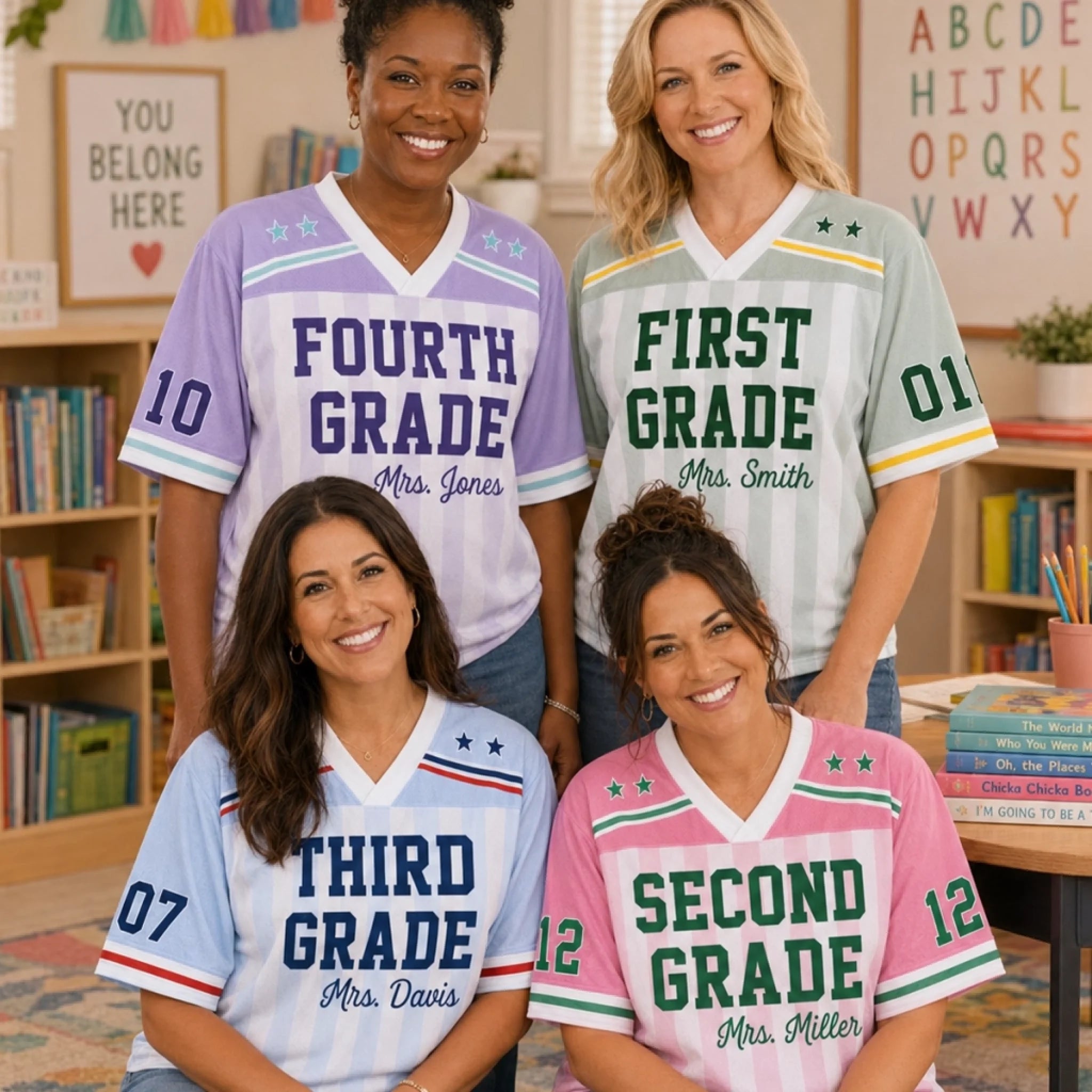 Custom V-Neck Jersey Shirt Personalized Teacher Appreciation Back To School Gift for Teachers