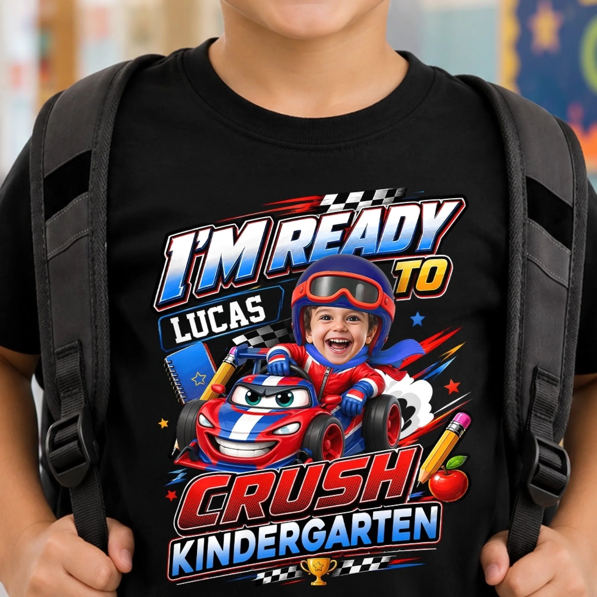 Custom Photo Youth T-Shirt, Personalized Back to School Gift for Kids, Road to Fun Tee