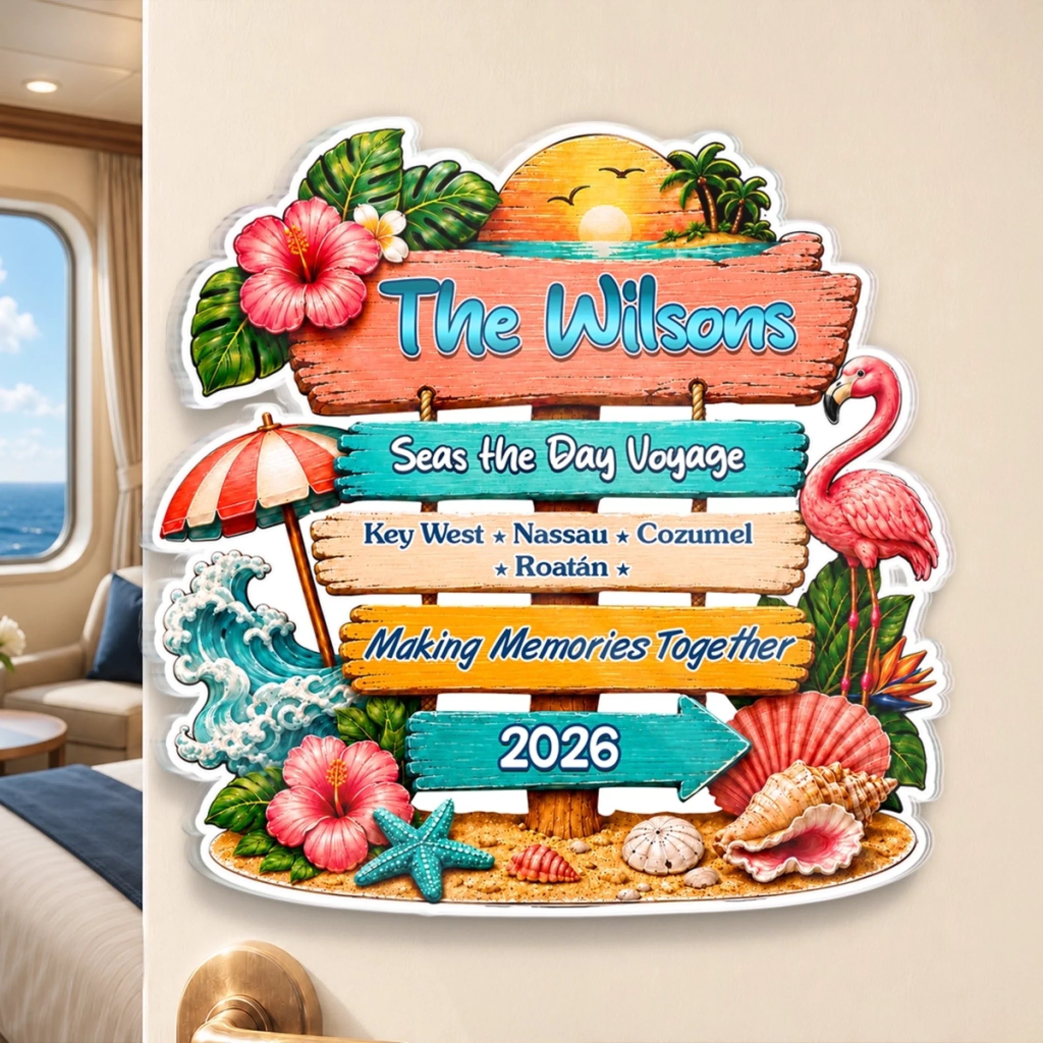 Personalized Cruise Ship Door Acrylic Magnet, Custom Summer Vacation Travel Gift for Family