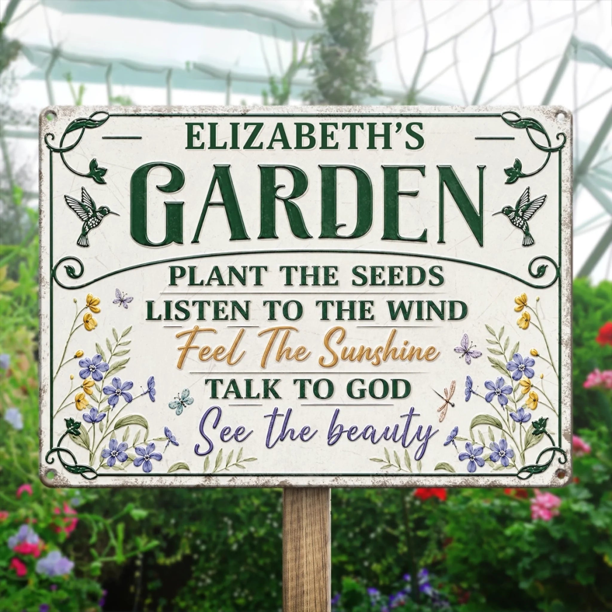 Custom Home Decor Metal Sign Personalized Birthday Garden Gift for Gardeners Planting Smiles