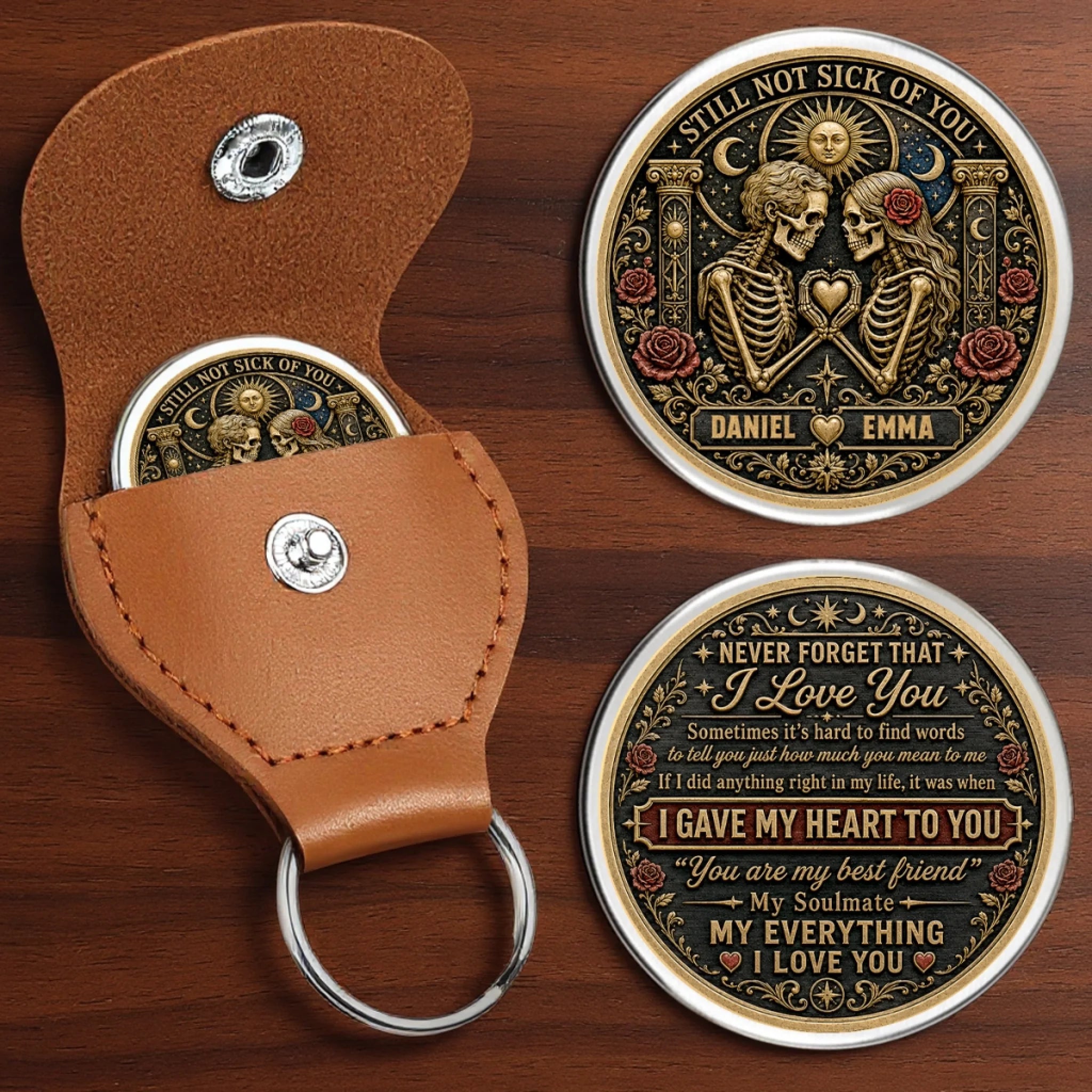 Custom Skeleton Pocket Hug, Personalized Anniversary or Wedding Gift for Husband Wife, Two Hearts One Bond