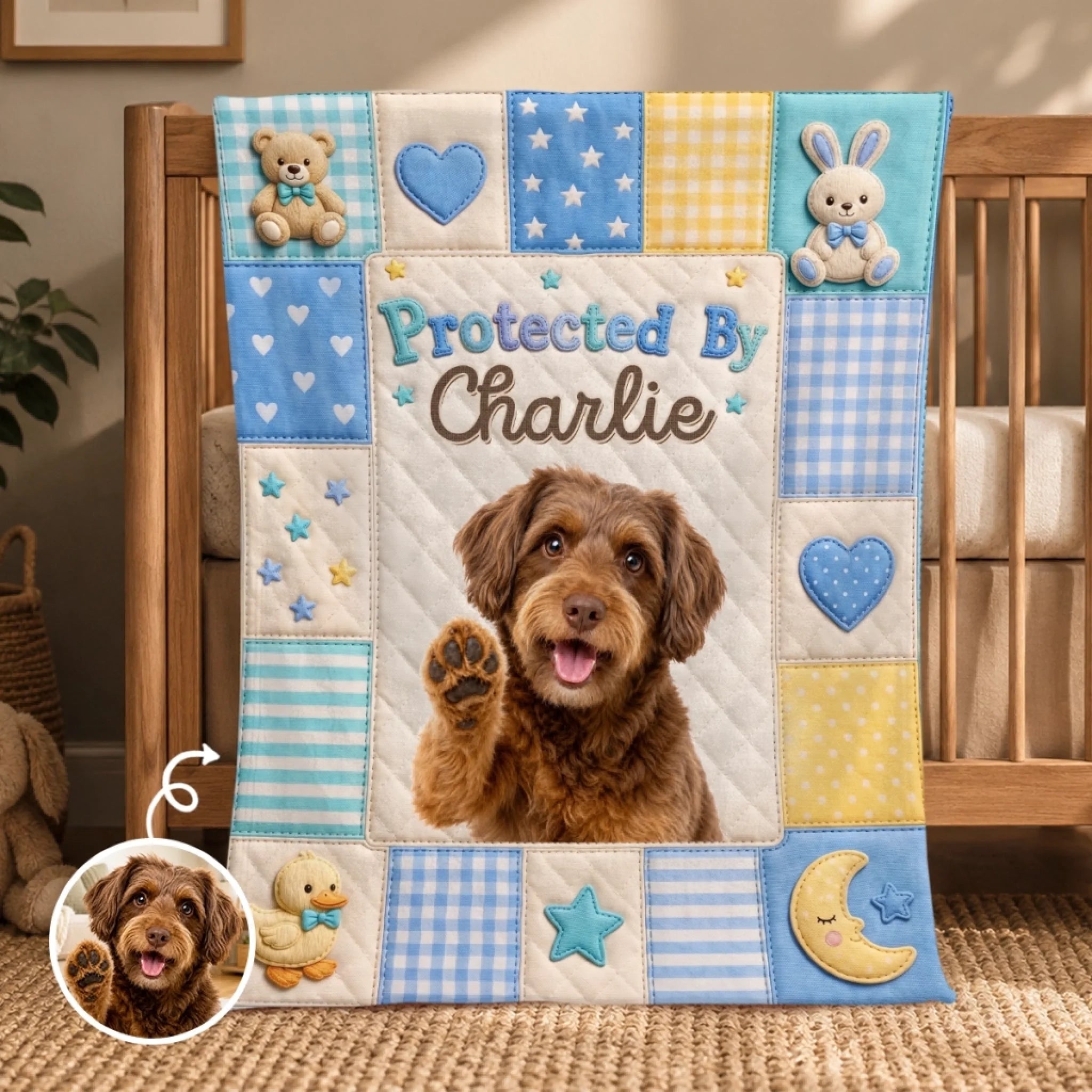Custom Photo Blanket, Personalized Baby Shower Gift for New Parents & Pet Lovers, Our Pack Just Got Cuter