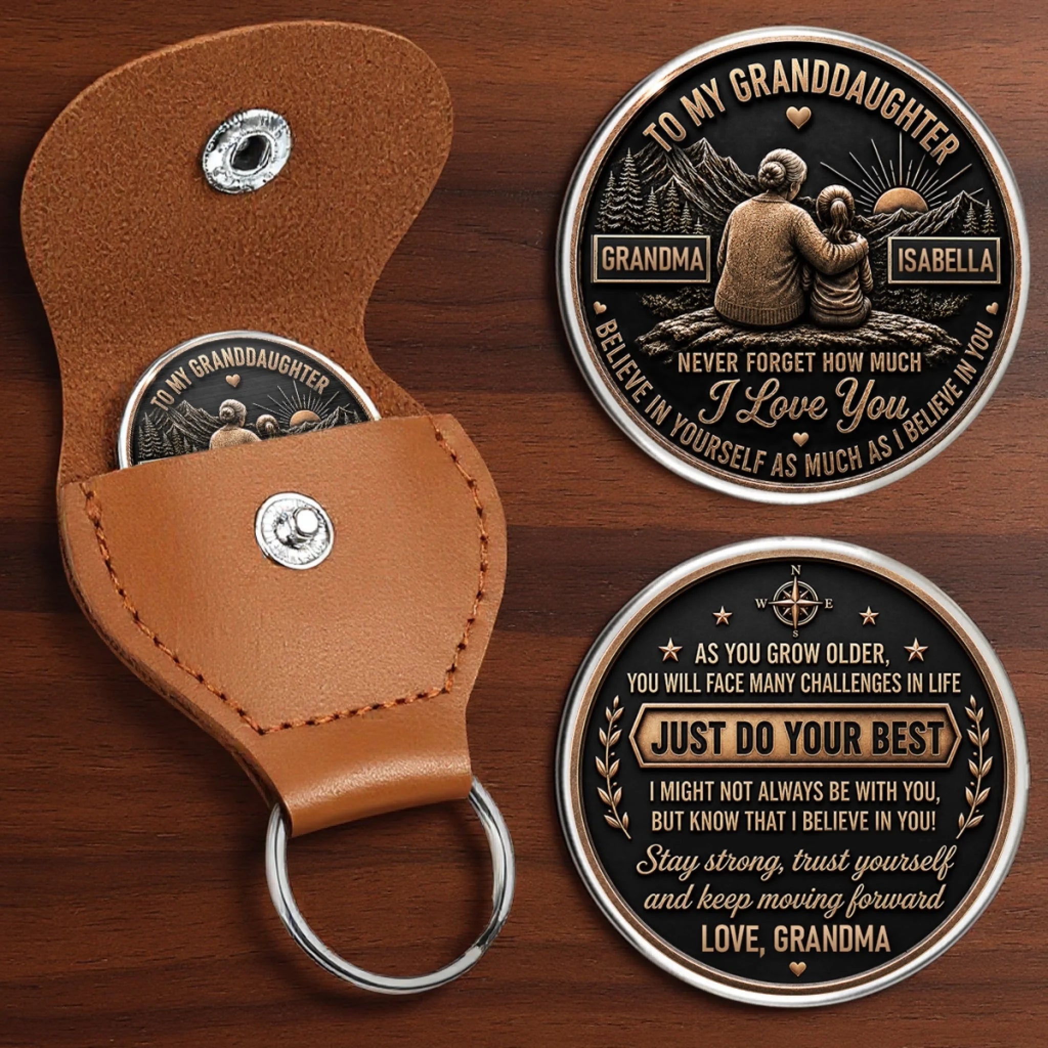 Custom Pocket Hug for Granddaughter, Personalized Birthday Gift, Carry My Love Shield and Strength