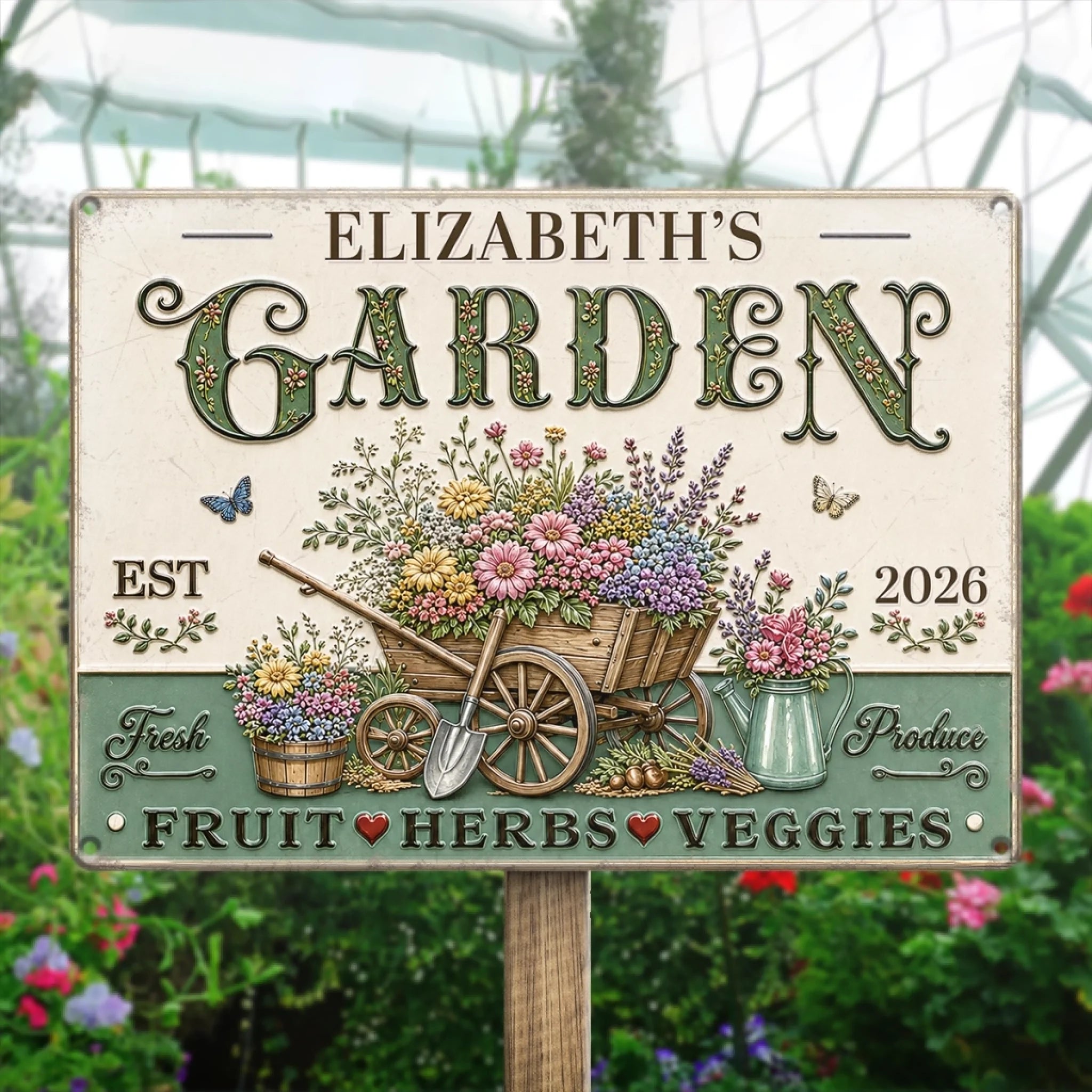 Personalized Metal Sign for Gardeners, Plants Bring Peace Custom Home Decor Birthday Gift