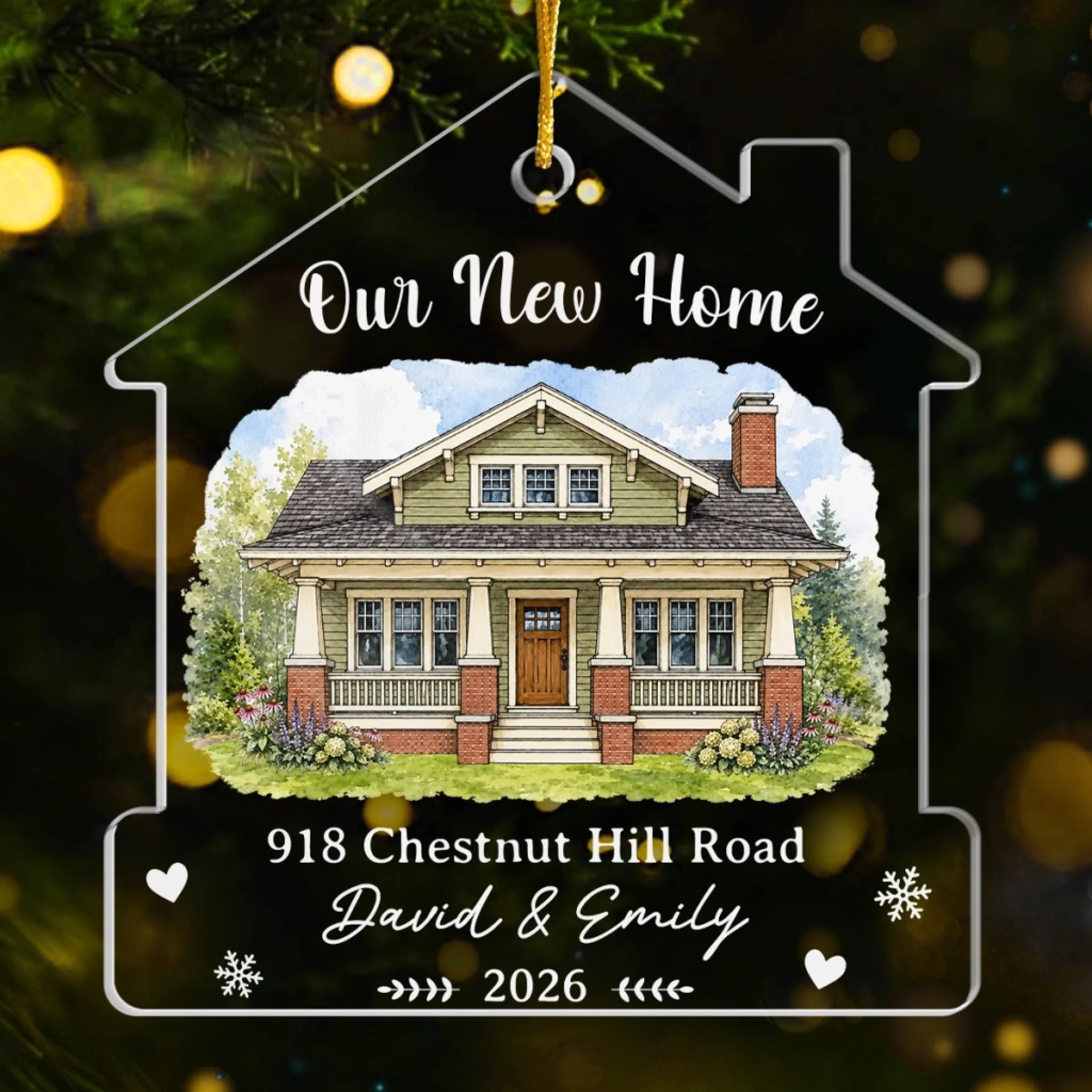 Custom Photo New Home Acrylic Ornament, Personalized Anniversary Christmas Wedding Gift for Couple