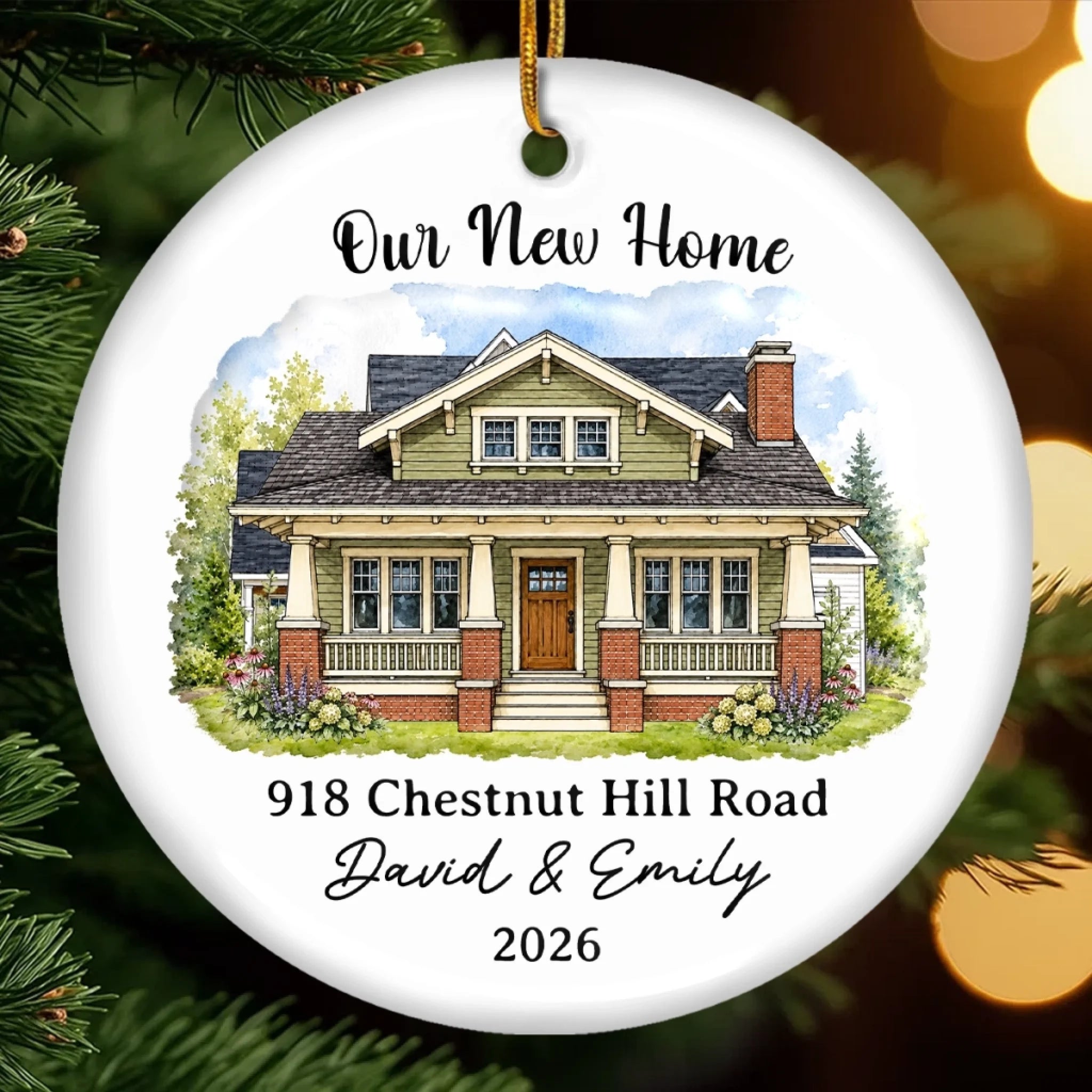 Custom Photo New Home Ceramic Ornament Personalized Anniversary, Christmas or Wedding Gift for Couples