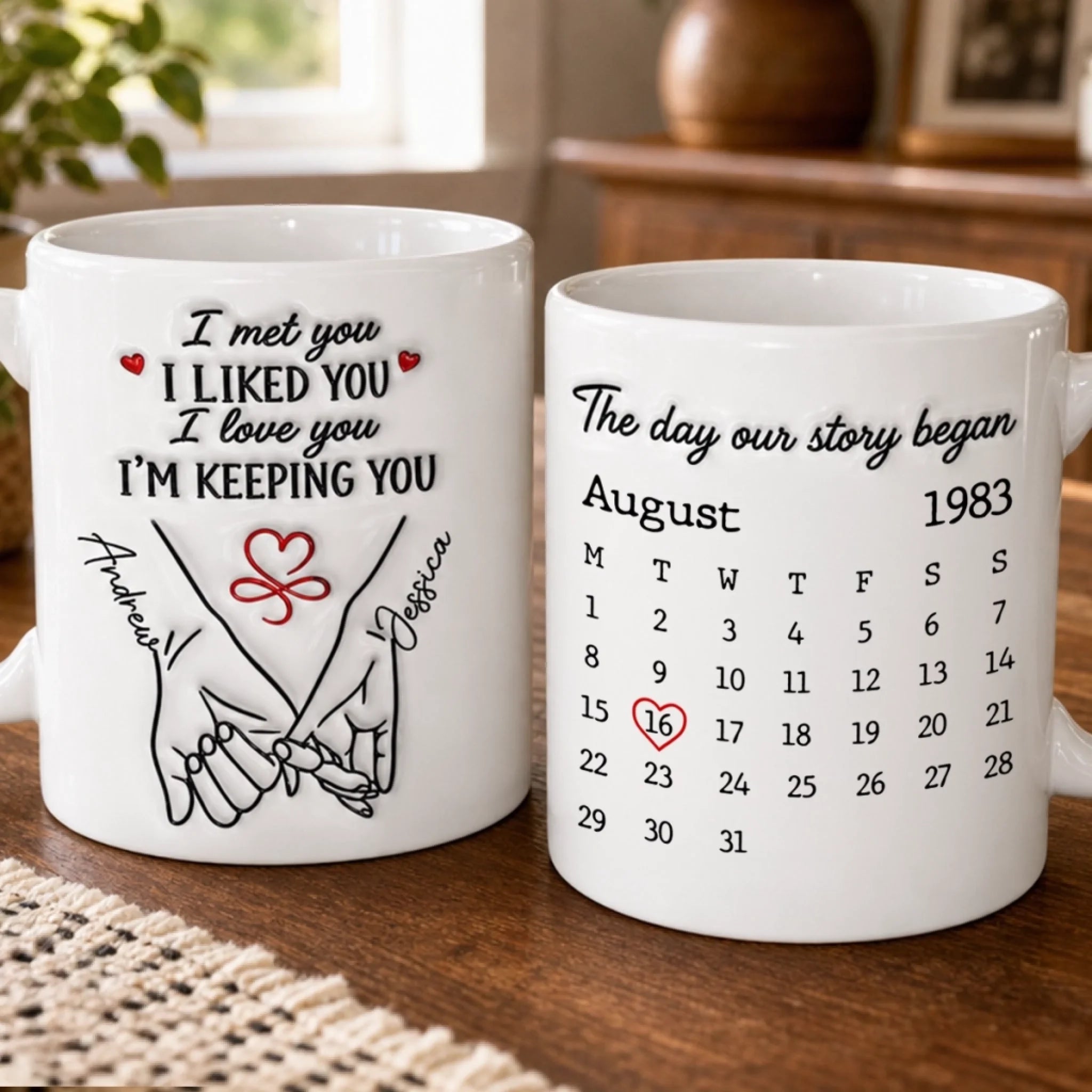 Custom Anniversary Mug for Husband and Wife, Personalized Wedding Gift, The Day Our Story Began