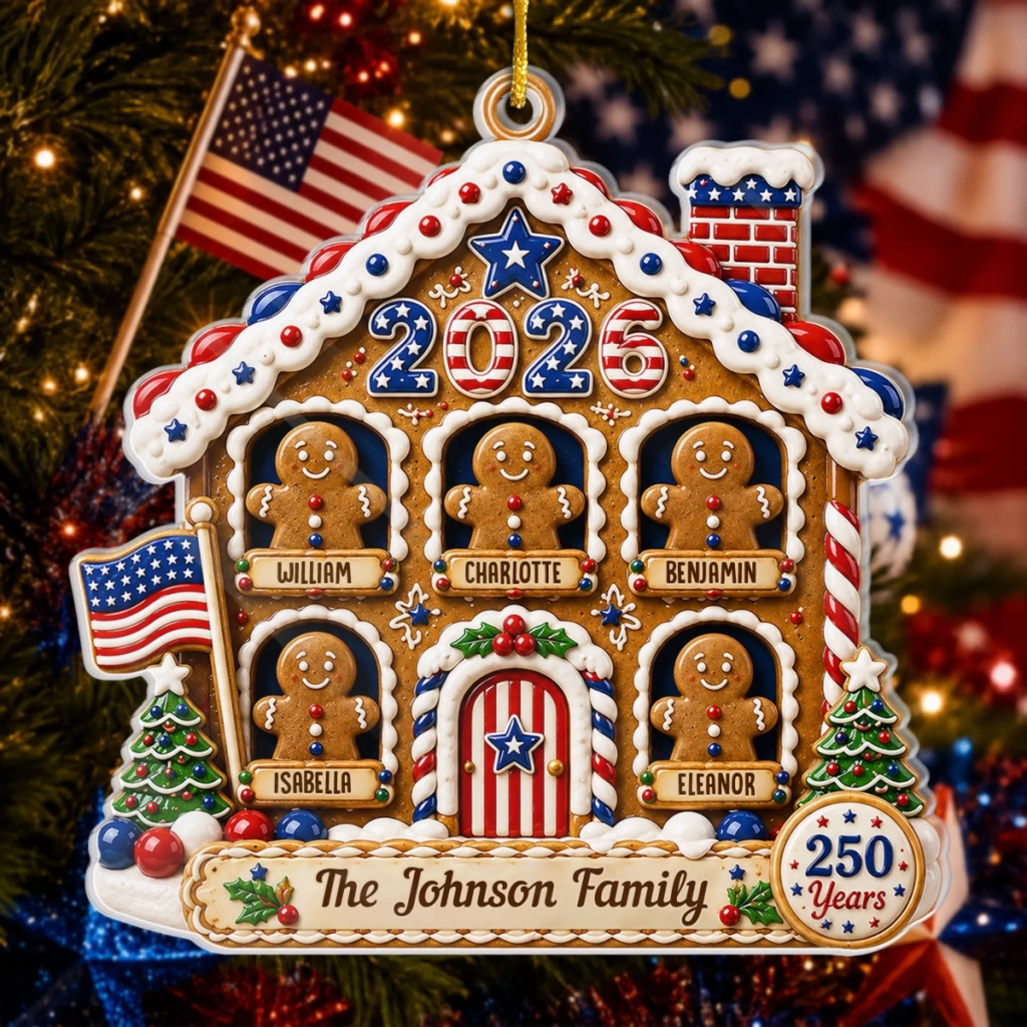 Custom Acrylic Ornament Personalized America 250th Anniversary Christmas Gift for Family Sweet Memories