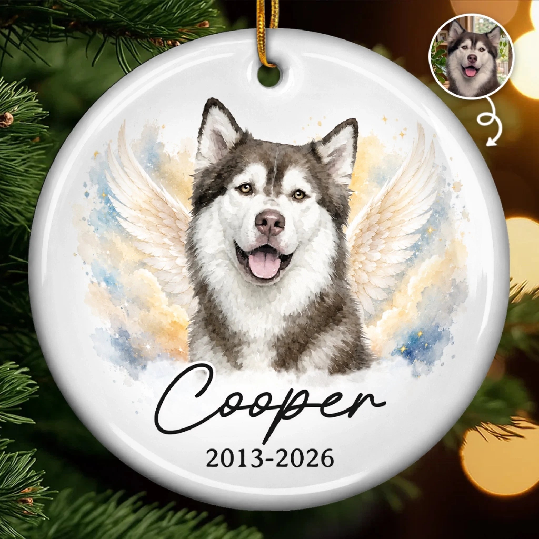 Custom Photo Ceramic Ornament Personalized Pet Christmas Memorial Gift for Dogs and Cats