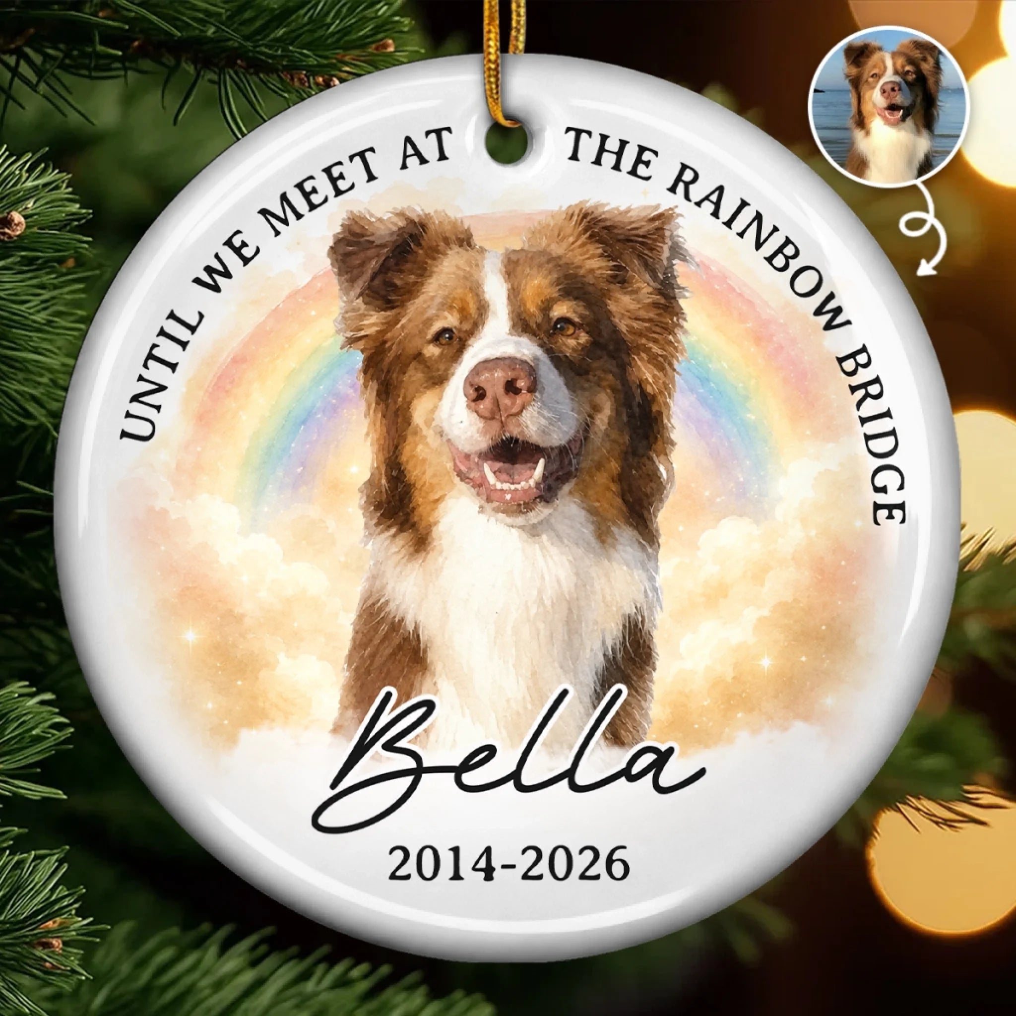 Custom Photo Ceramic Ornament, Personalized Pet Memorial Christmas Gift for Dogs and Cats