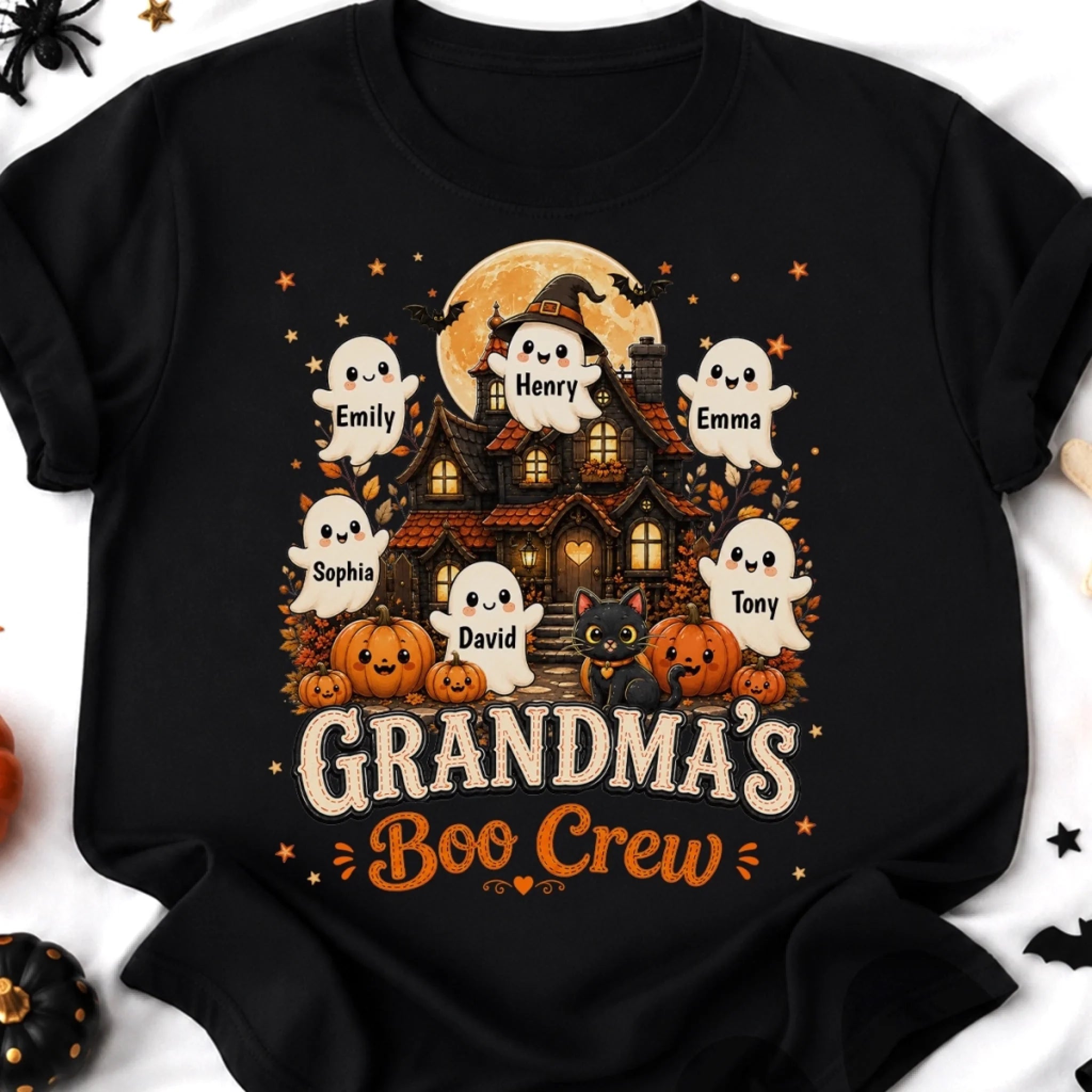 Custom Boo Crew T-Shirt or Hoodie, Personalized Halloween Birthday Gift for Mom or Grandma