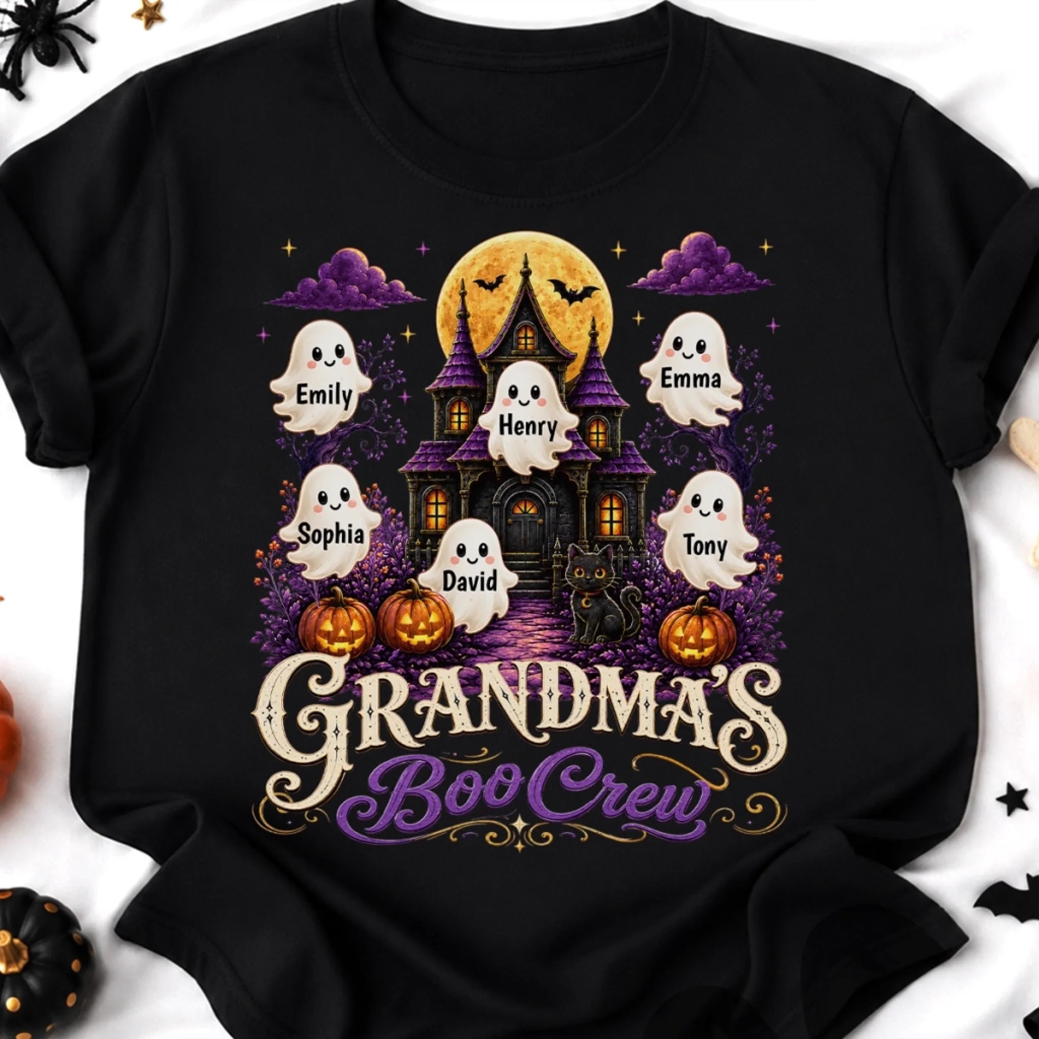 Custom Boo Crew T-Shirt or Hoodie, Personalized Halloween Birthday Gift for Mom or Grandma