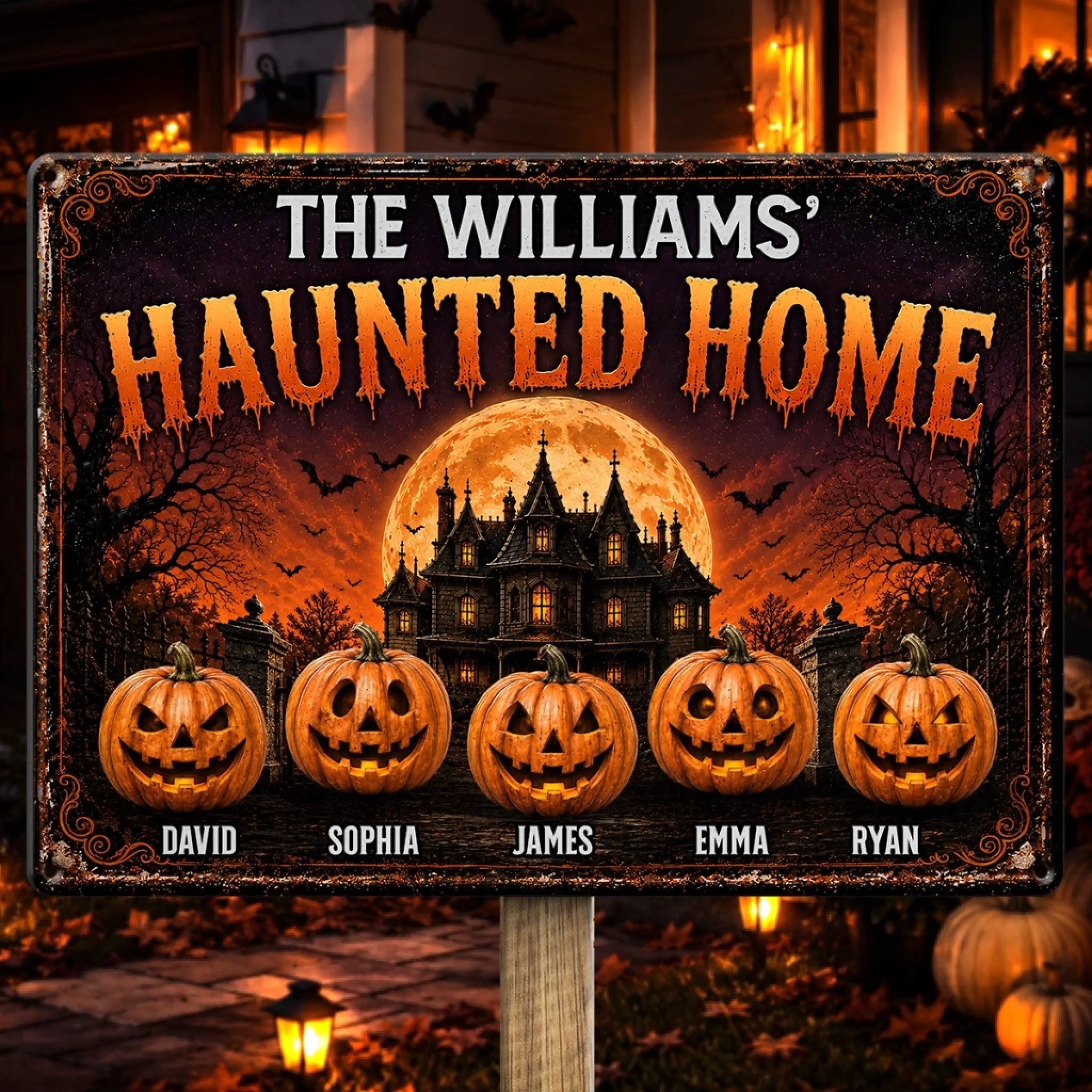 Custom Pumpkin Metal Sign, Personalized Halloween Home Decor Birthday Gift for Mom, Dad, Brother or Sister